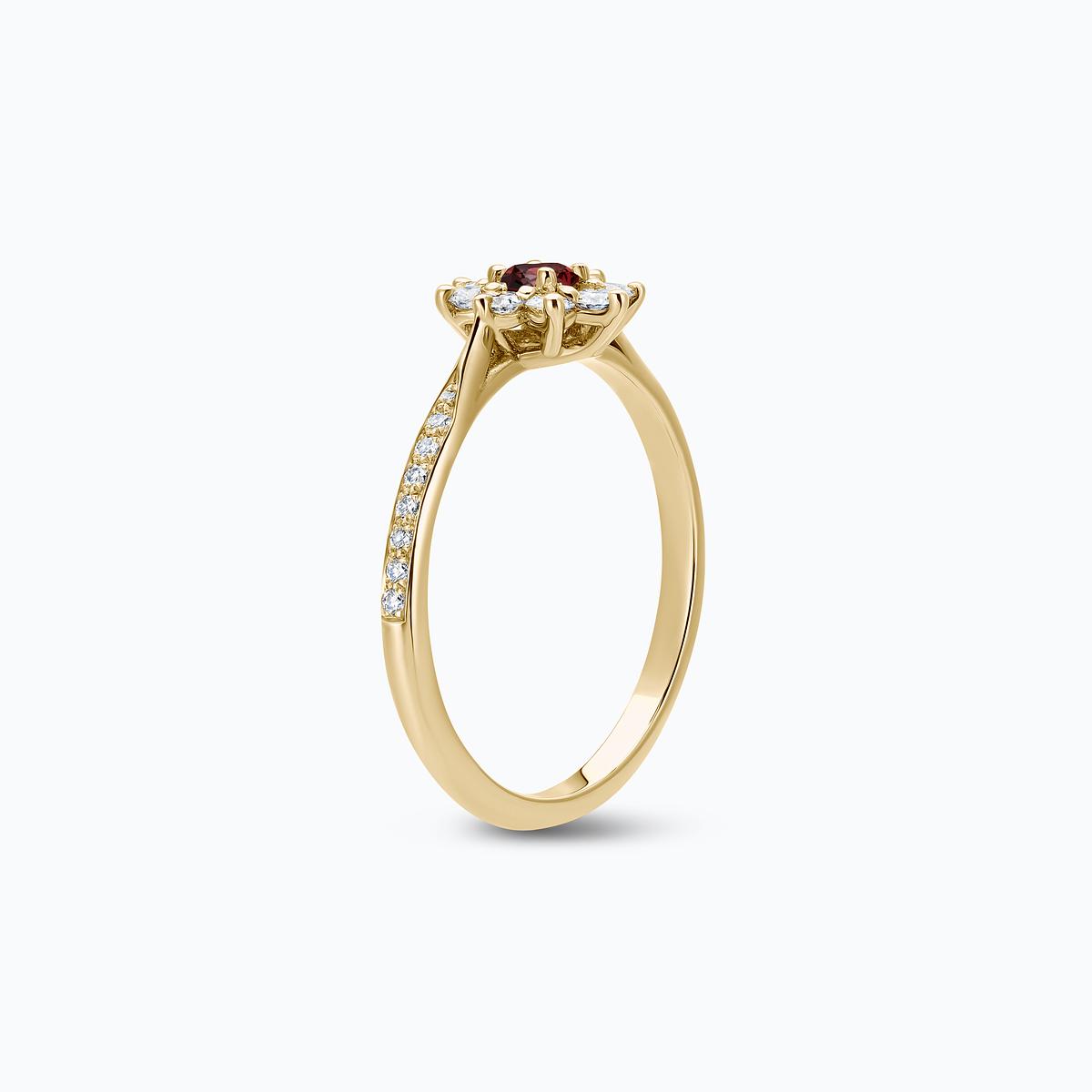 Solitaire Pavé Marguerite Étoilée Grenat 3.5 mm