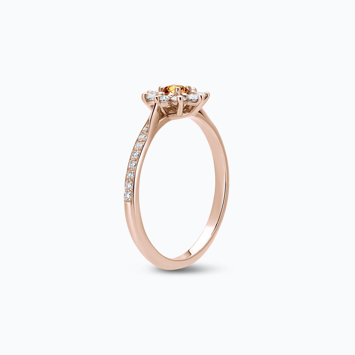 Solitaire Pavé Marguerite Étoilée Saphir Mandarine 3.5 mm