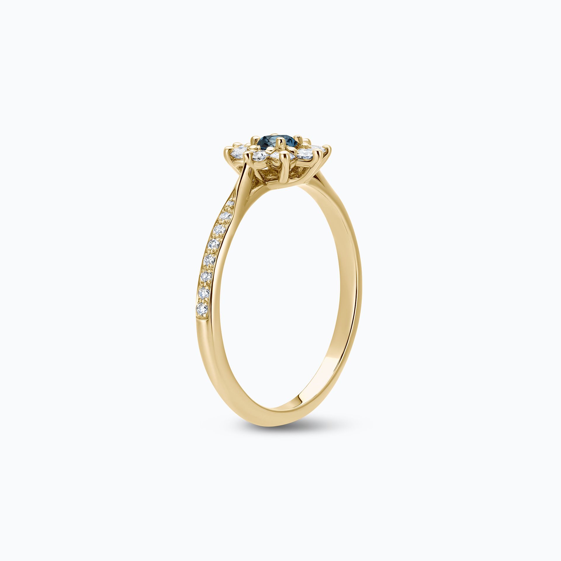 Solitaire Pavé Marguerite Étoilée Topaze Blue London 3.5 mm