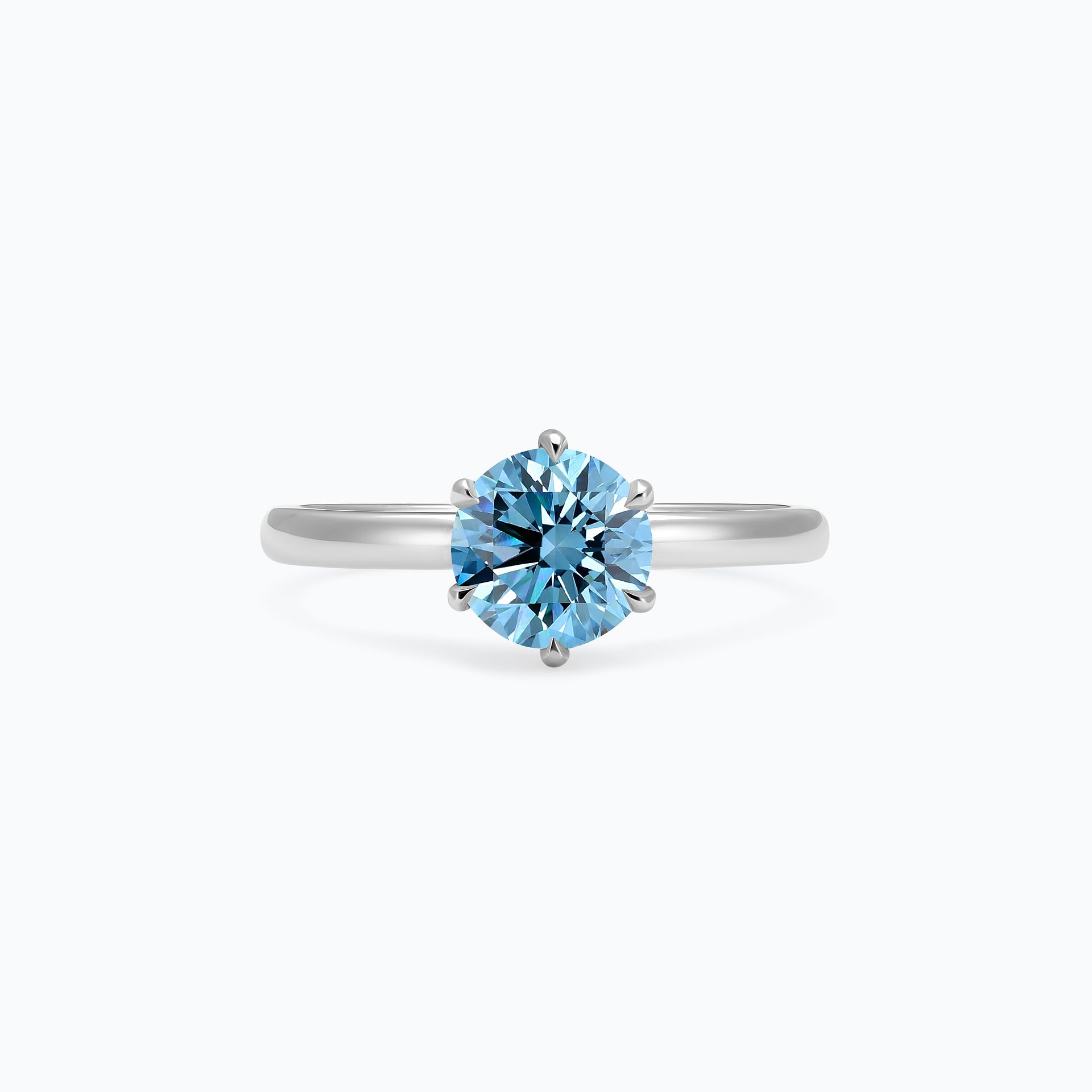 Solitaire Tulipe Diamant Bleu de Synthèse