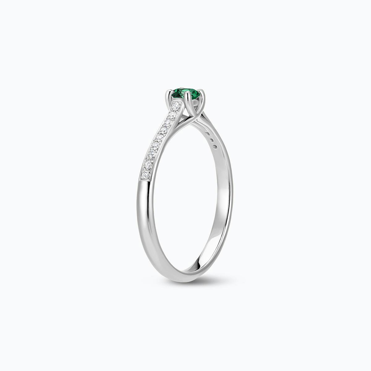 Solitaire Pavé Fanny Émeraude 3.5 mm