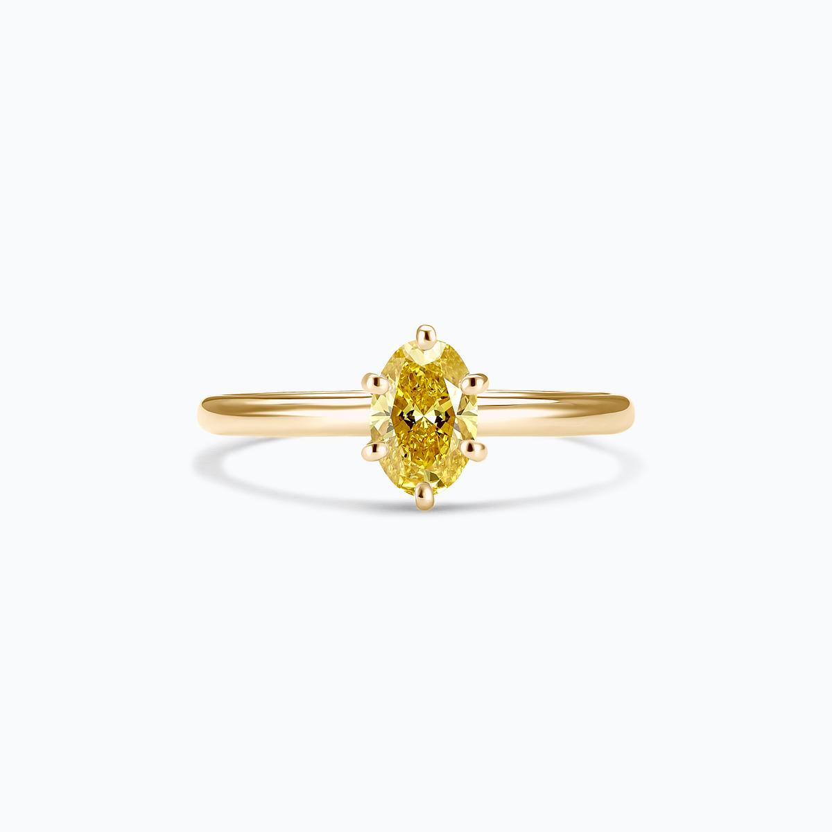 Solitaire Alva Ovale Diamant de Synthèse Jaune