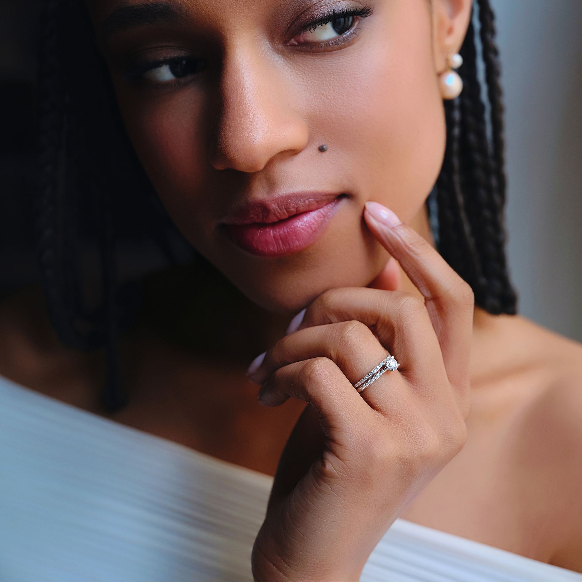 Solitaire Pavé Luna Éclat Diamant de Synthèse