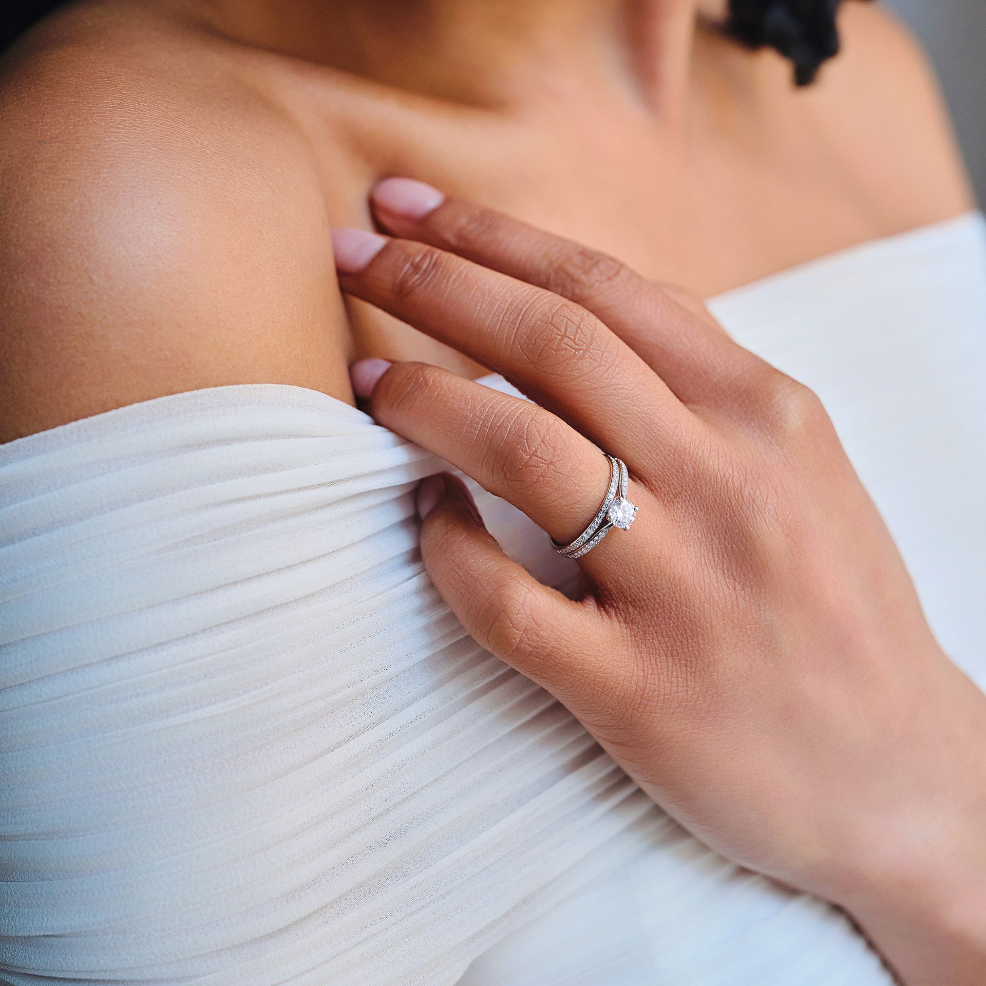 Solitaire Pavé Luna Éclat Diamant de Synthèse