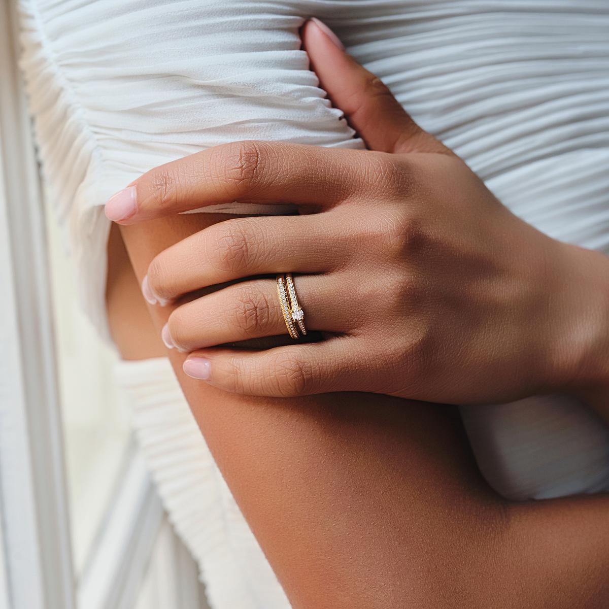 Solitaire Pavé Fanny Diamant de Synthèse 0.15 carat