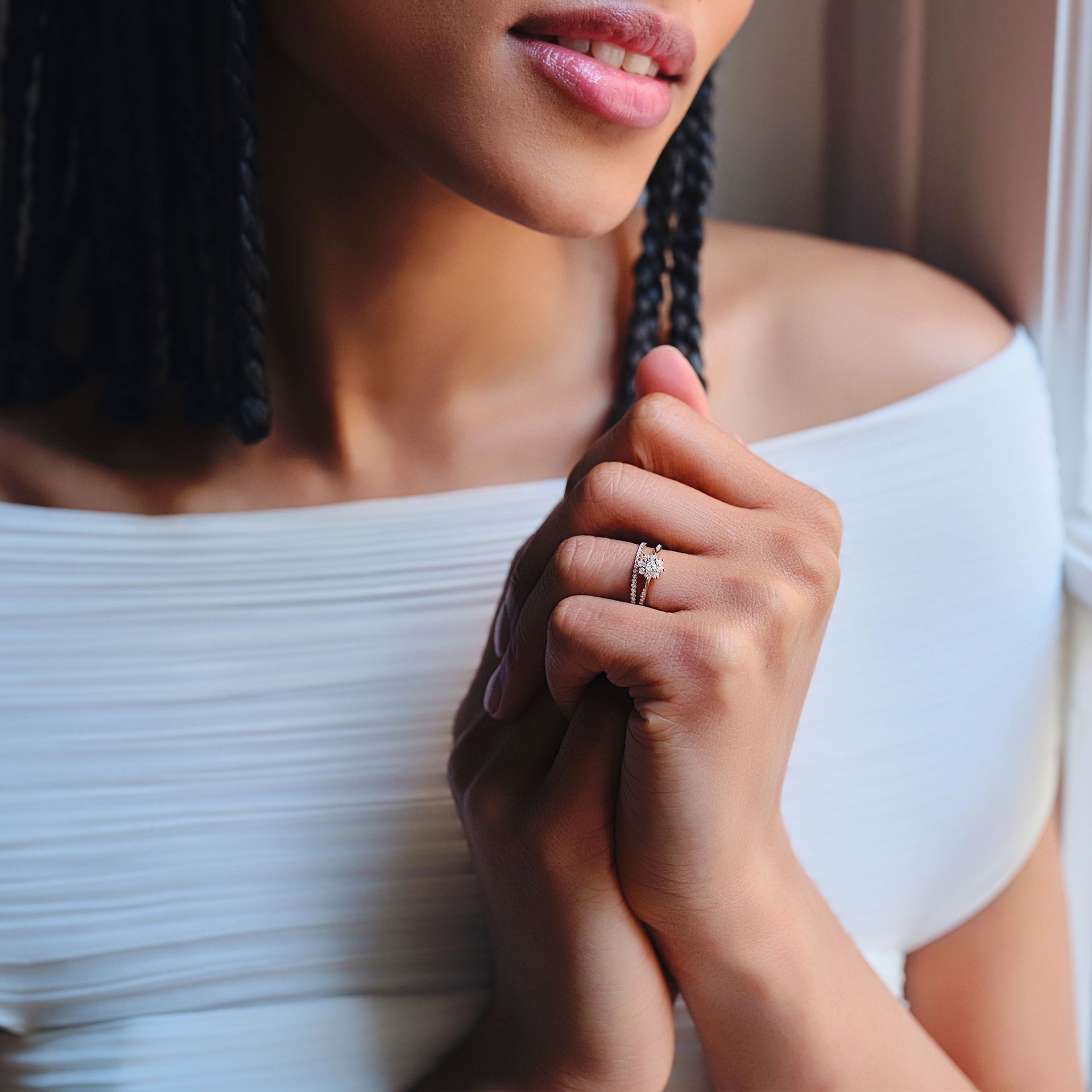 Solitaire Pavé Marguerite Étoilée 0.10 carat