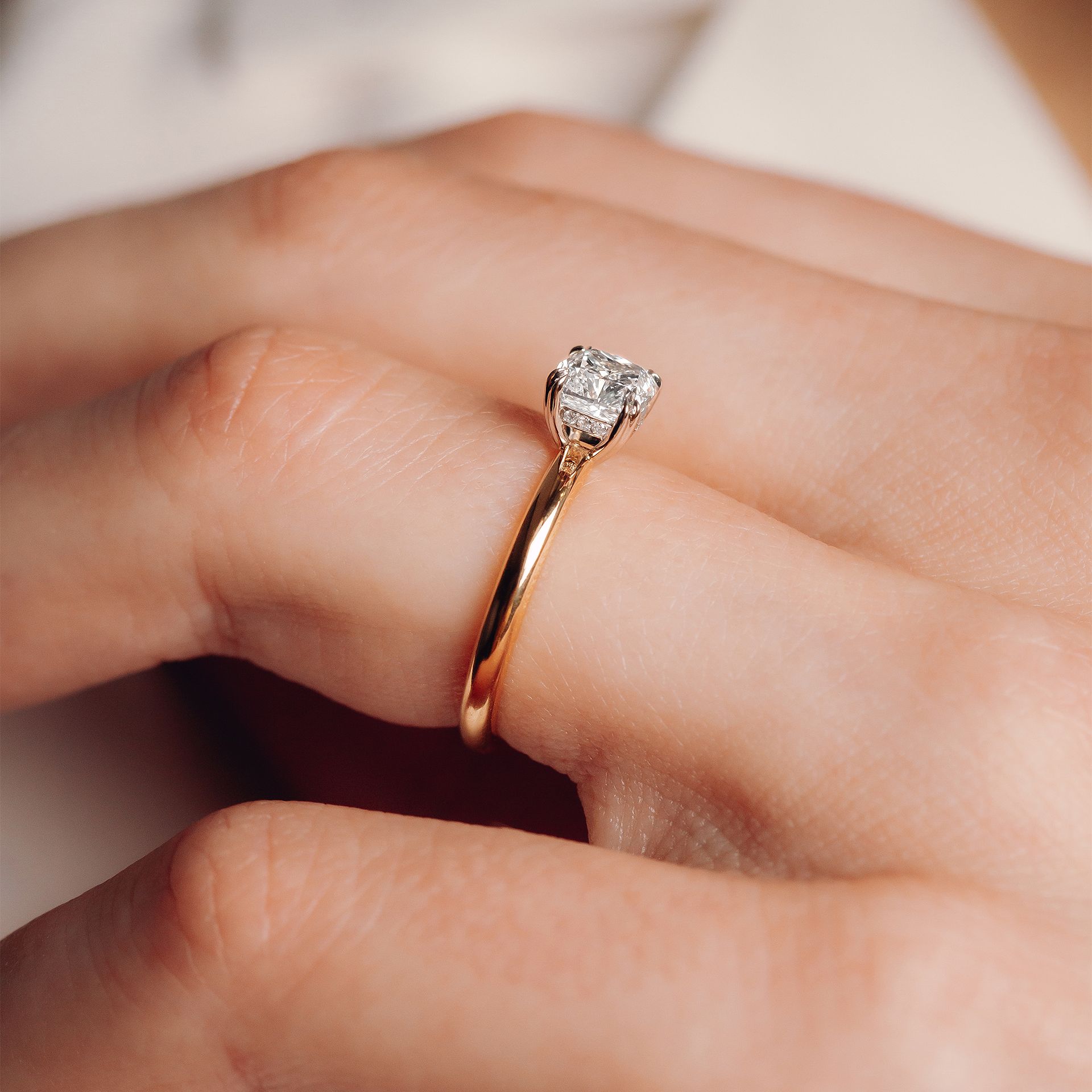 Solitaire Rose Diamant de Synthèse