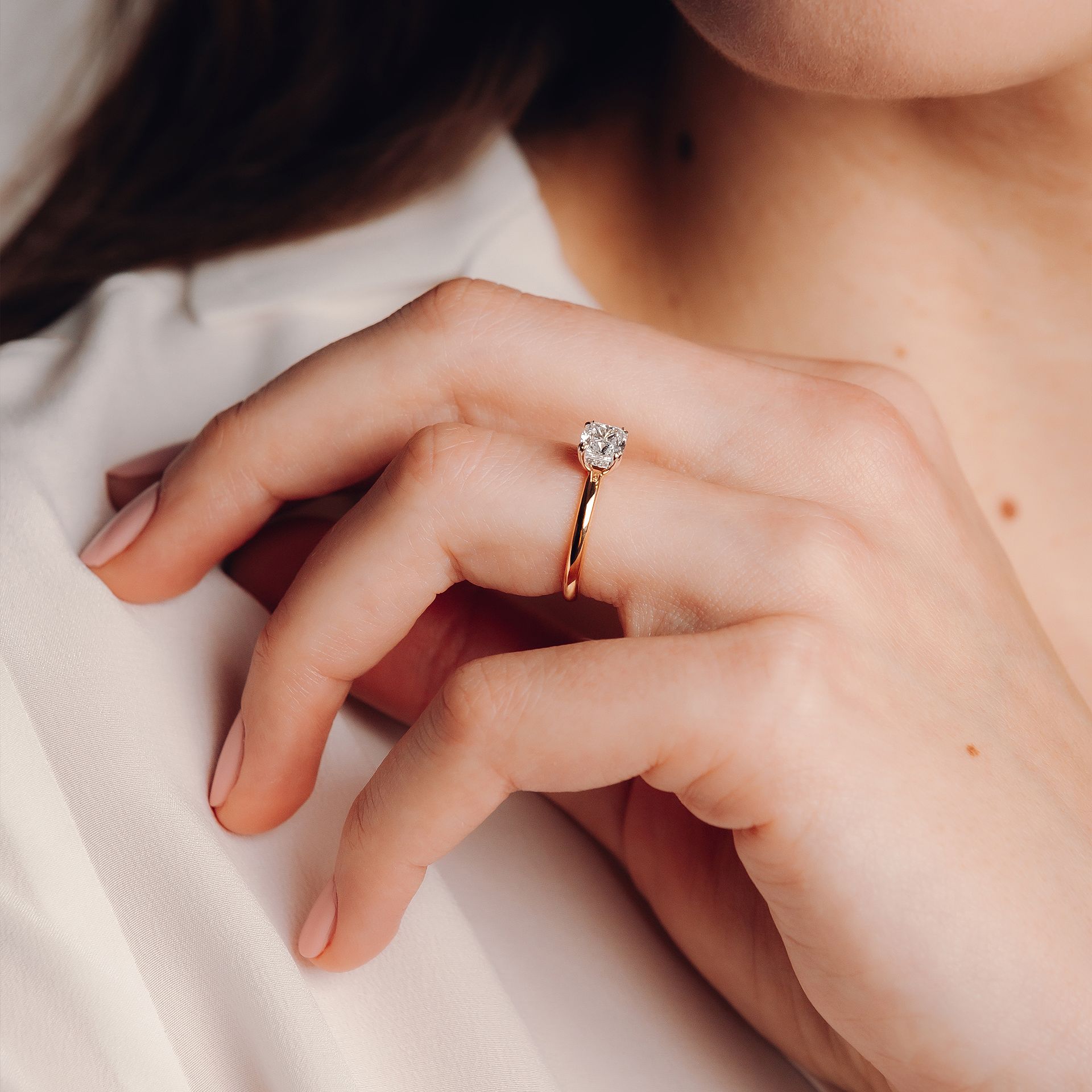 Solitaire Rose Diamant de Synthèse