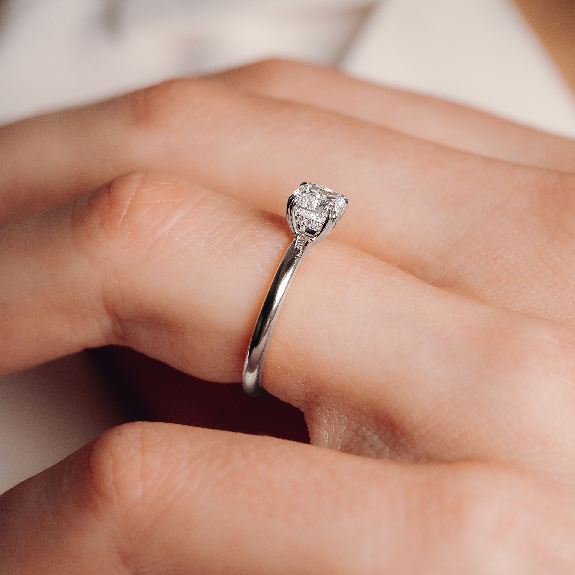 Solitaire Rose Diamant de Synthèse