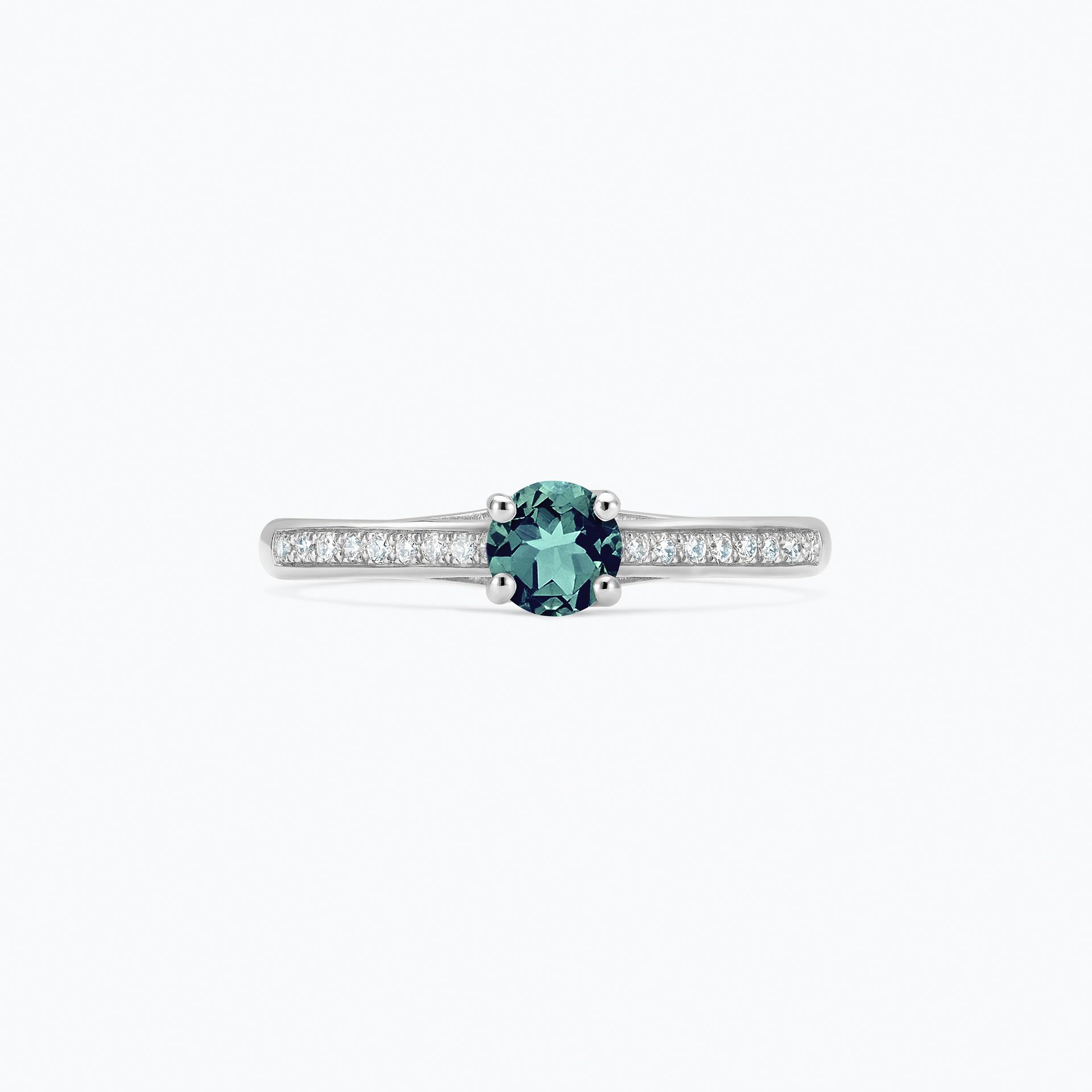 Solitaire Pavé Fanny Saphir Teal 4.5 mm