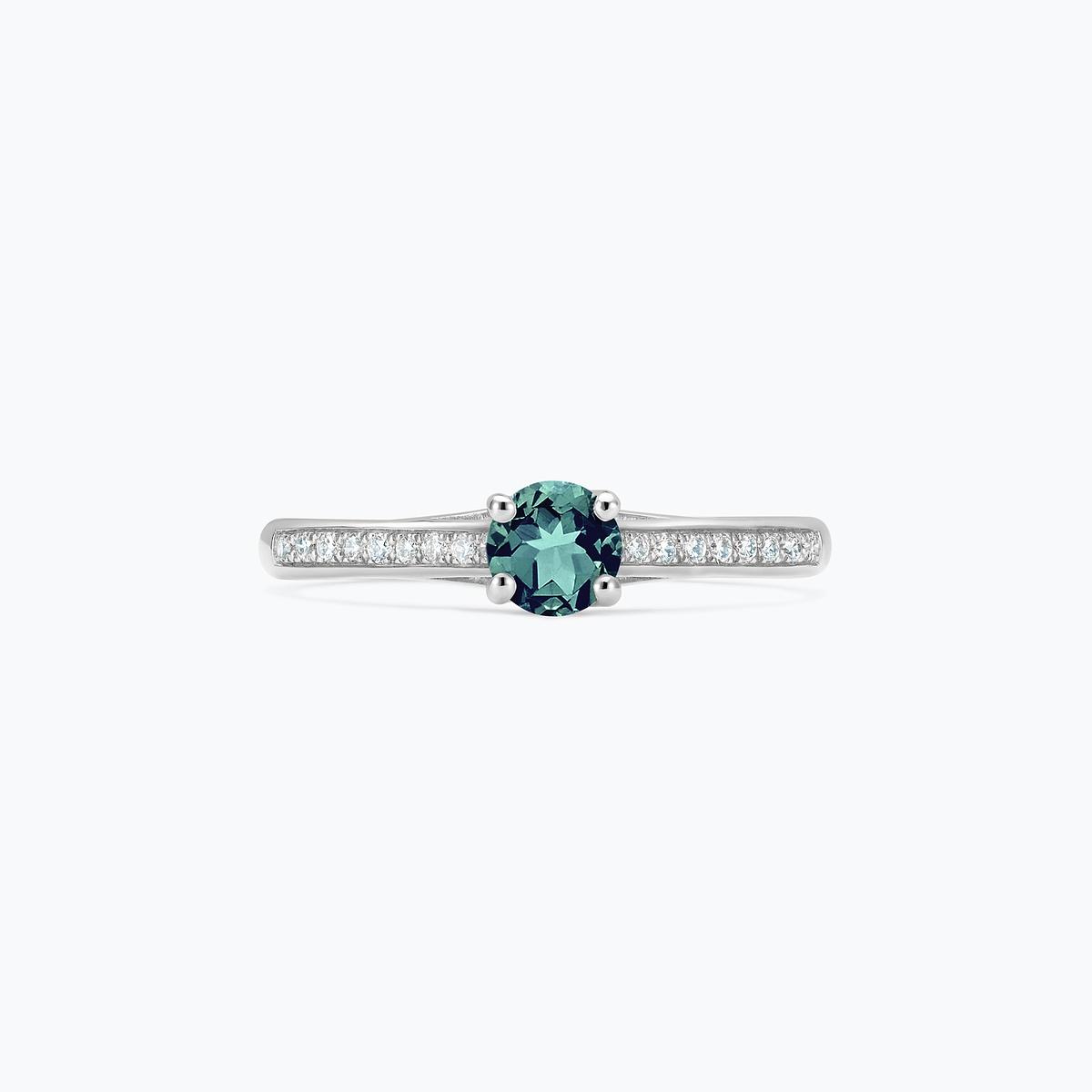 Solitaire Pavé Fanny Saphir Teal 4.5 mm