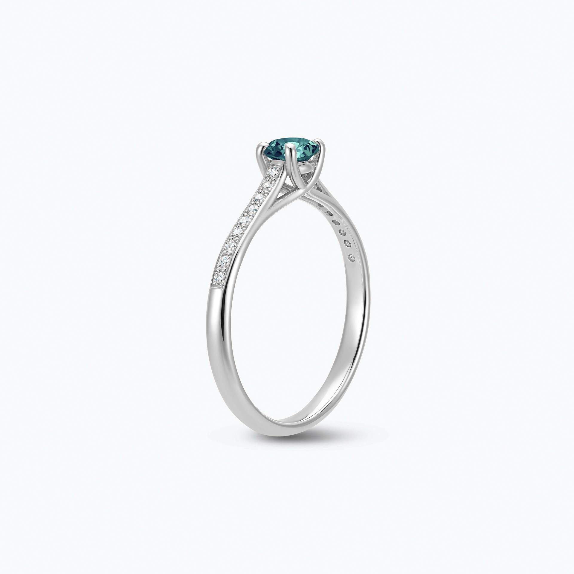 Solitaire Pavé Fanny Saphir Teal 4.5 mm
