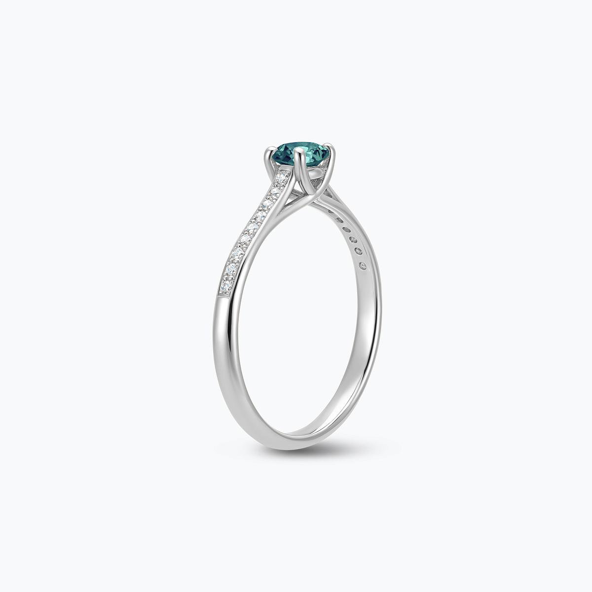 Solitaire Pavé Fanny Saphir Teal 4.5 mm