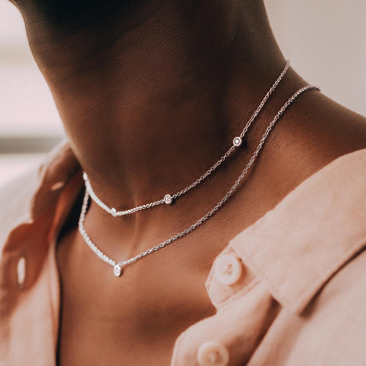 Collier Blossom 5 Diamants de Synthèse