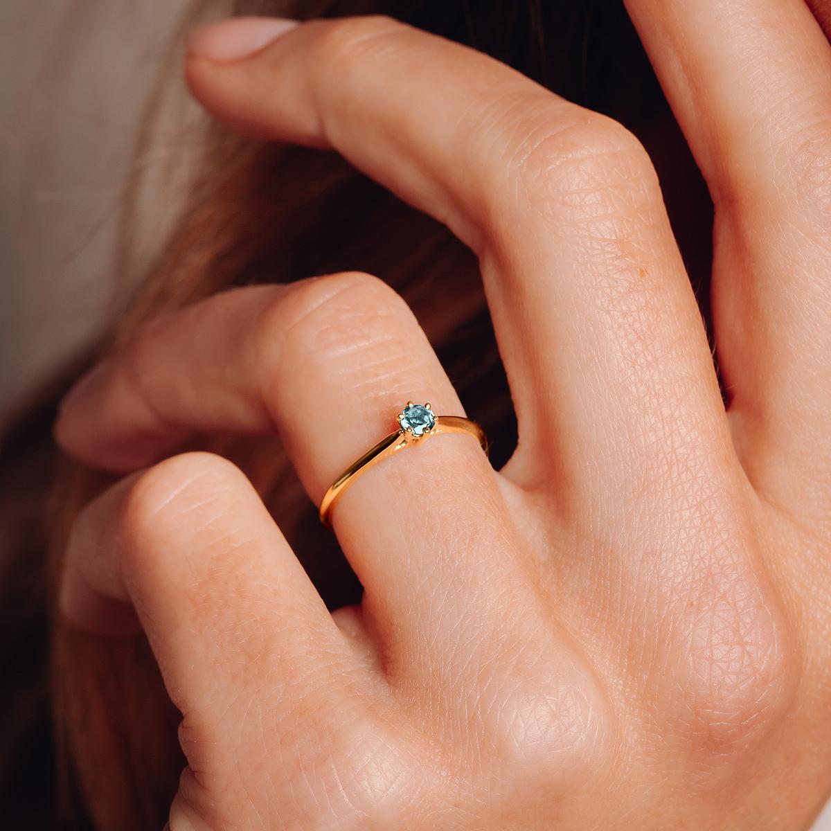 Solitaire Félicia Aigue-Marine 3.5 mm