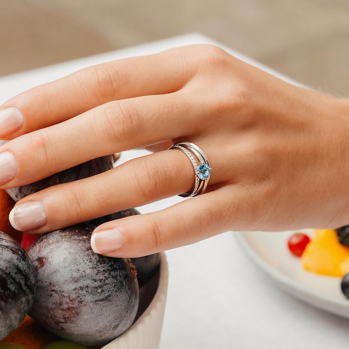 Solitaire Pavé Alva Aigue-marine 6 mm