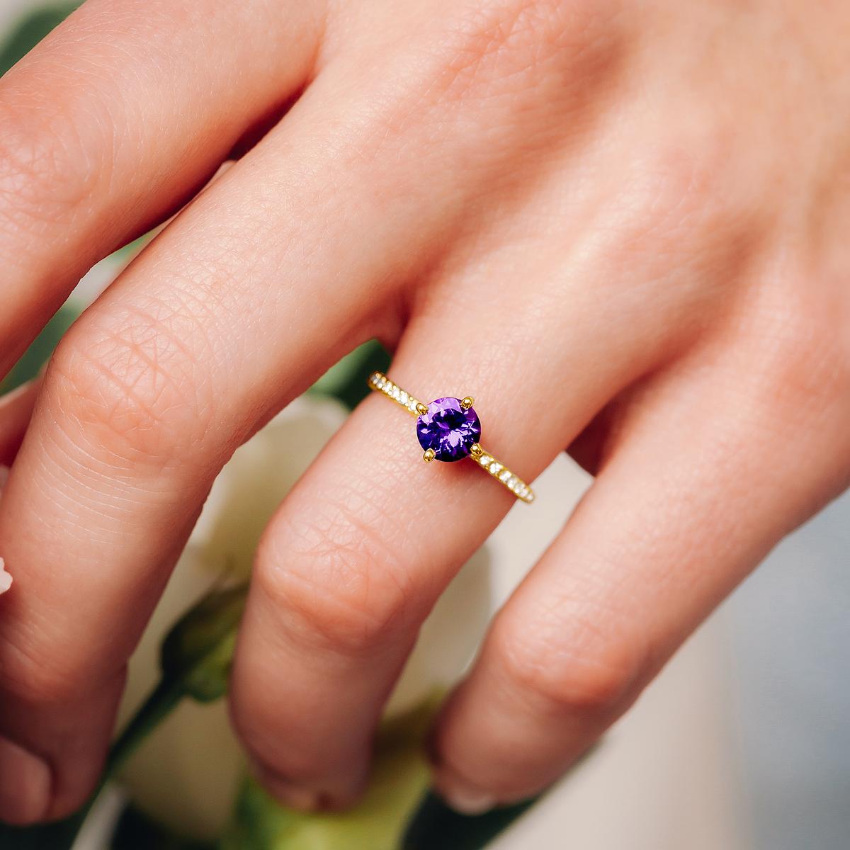 Solitaire Pavé Alva Améthyste 6 mm