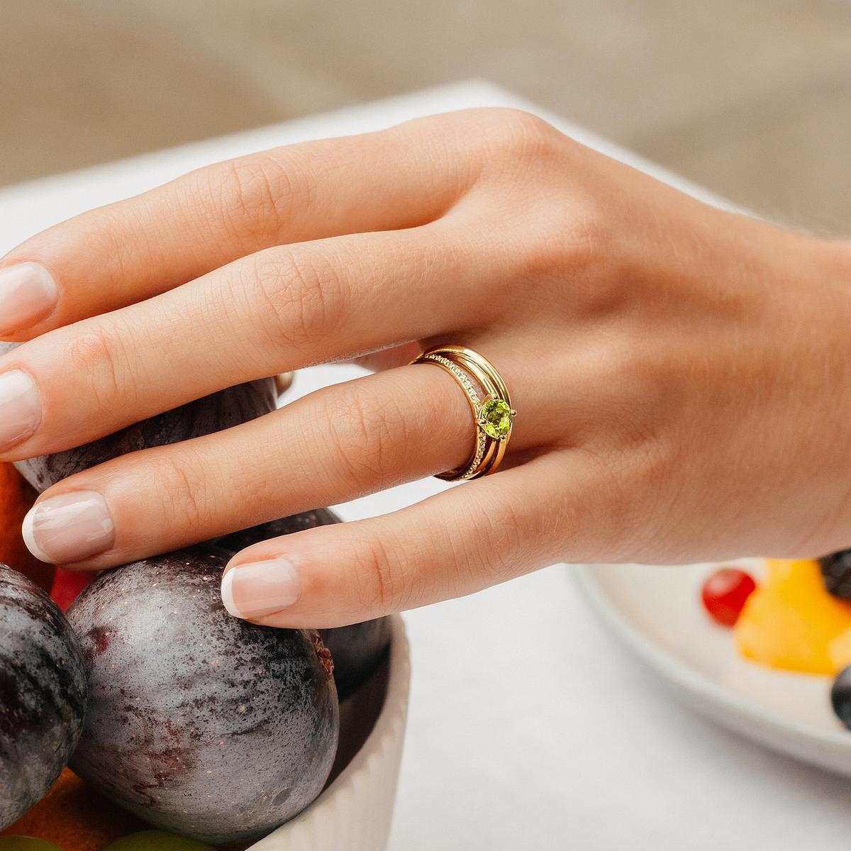 Solitaire Pavé Alva Péridot 6 mm