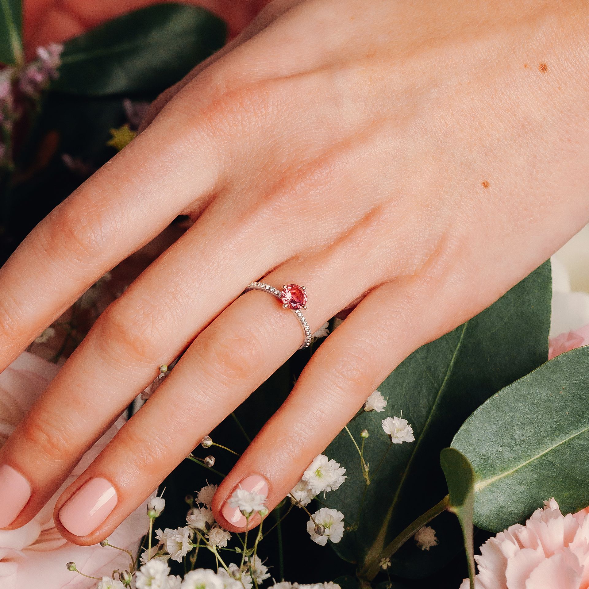 Solitaire Pavé Alva Tourmaline 6 mm