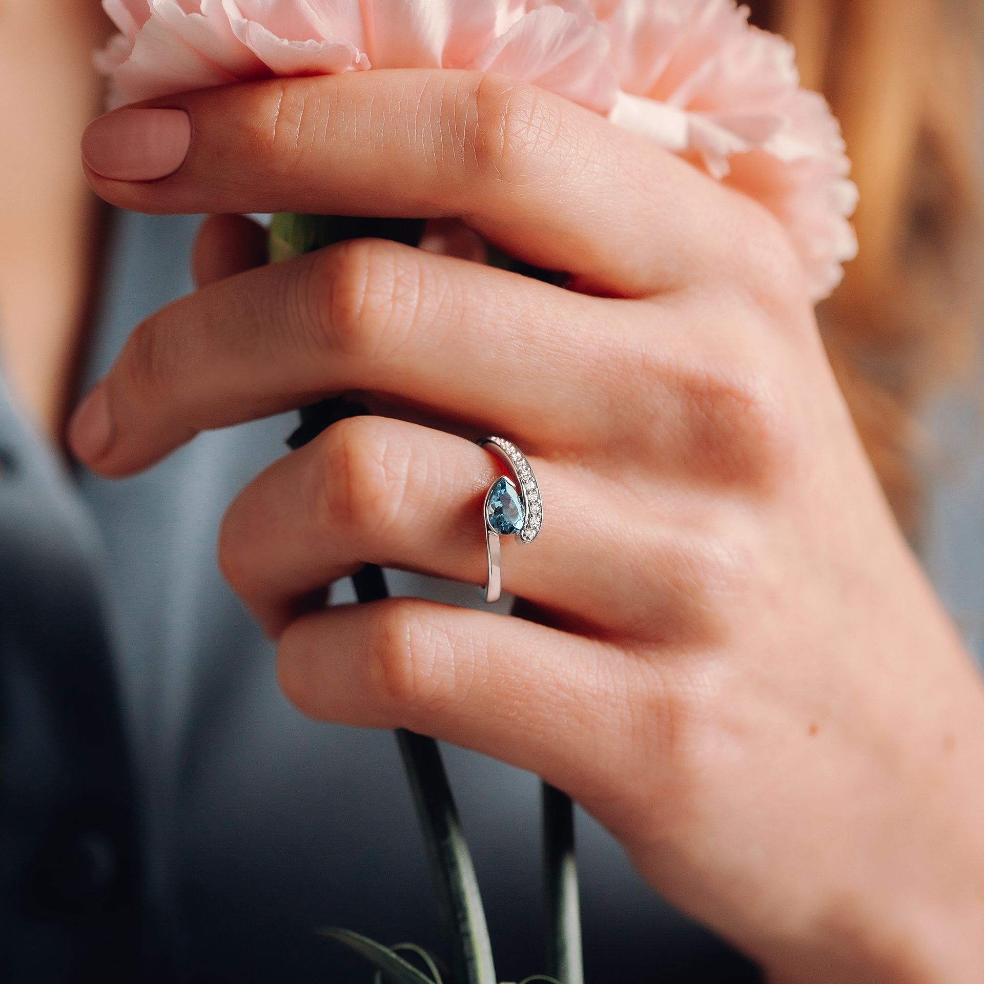 Solitaire Pavé Starlight Aigue-marine