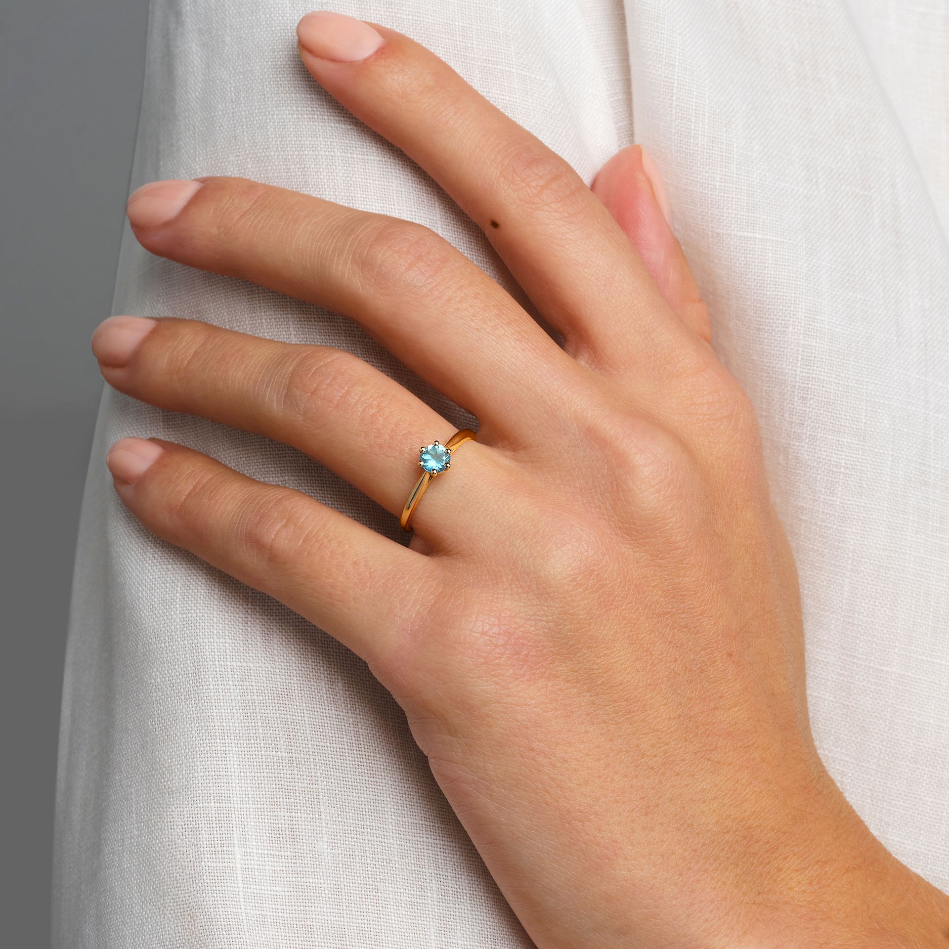 Solitaire Félicia Aigue-Marine 4.5 mm