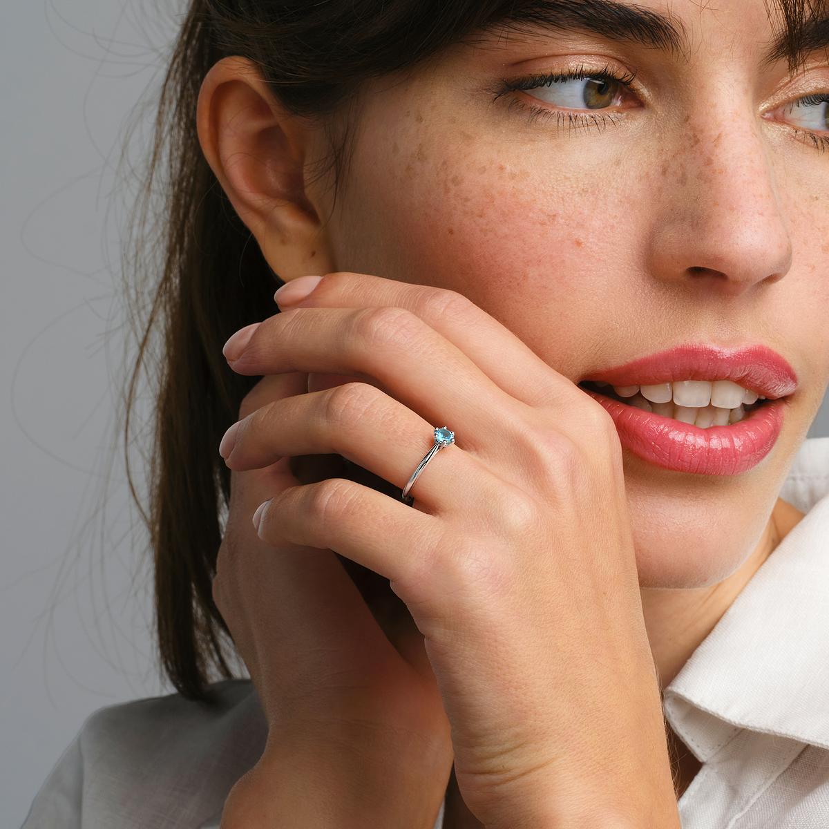 Solitaire Félicia Aigue-Marine 4.5 mm