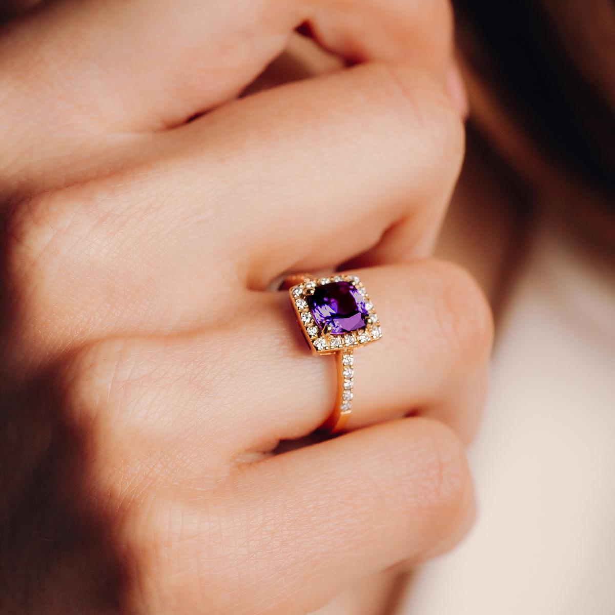 Solitaire Pavé Lys Améthyste