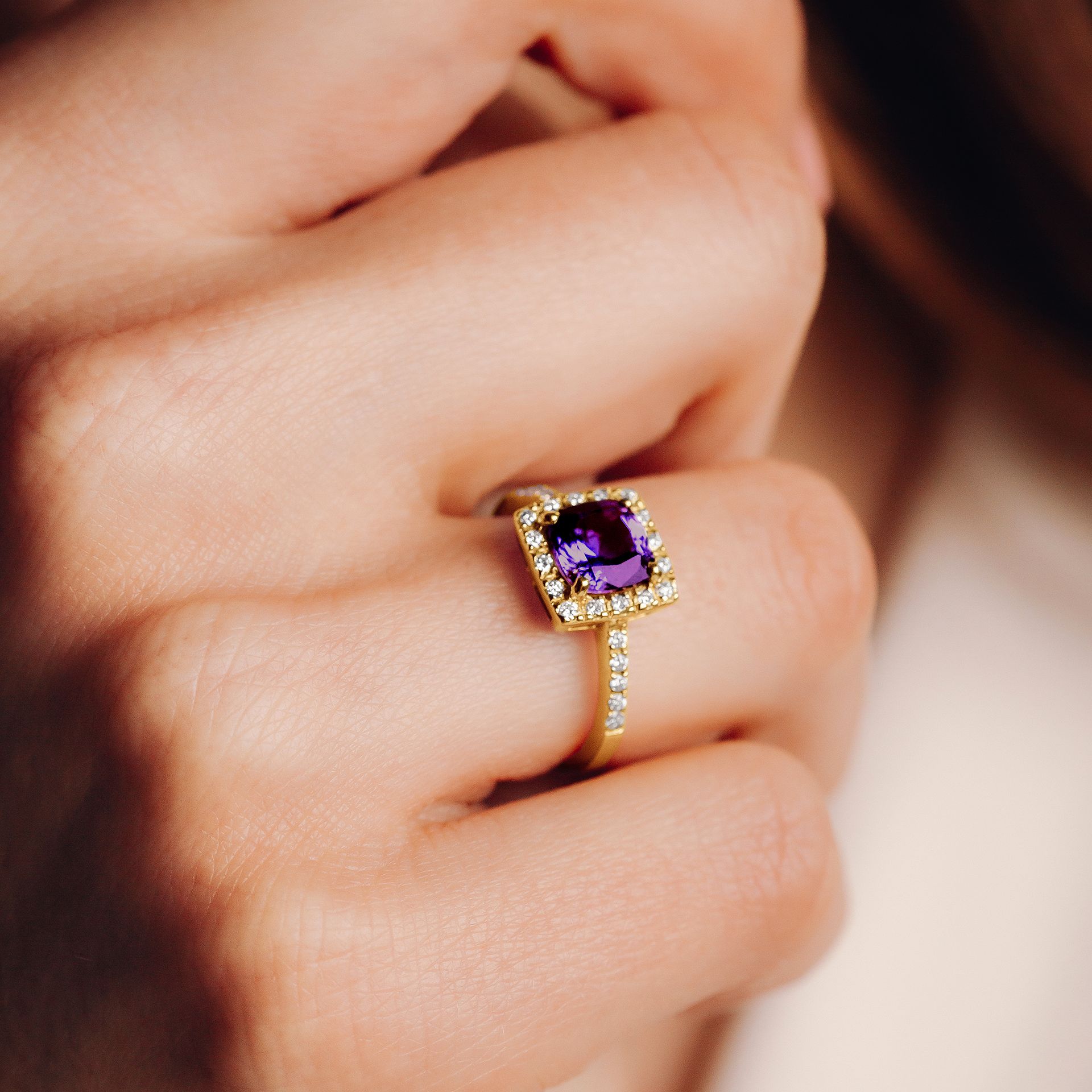 Solitaire Pavé Lys Améthyste