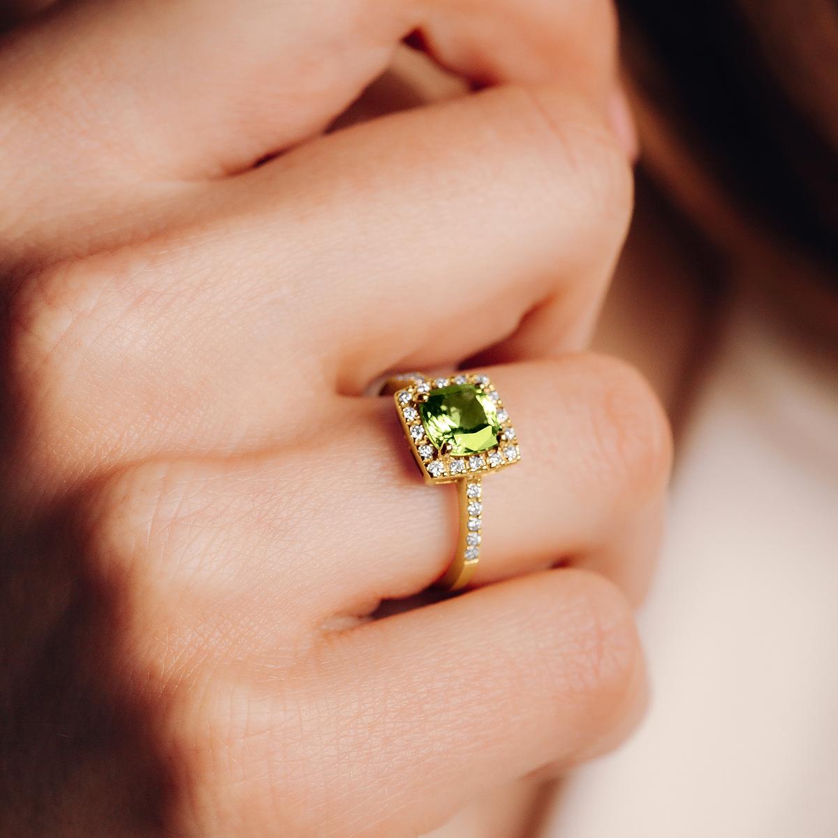 Solitaire Pavé Lys Péridot