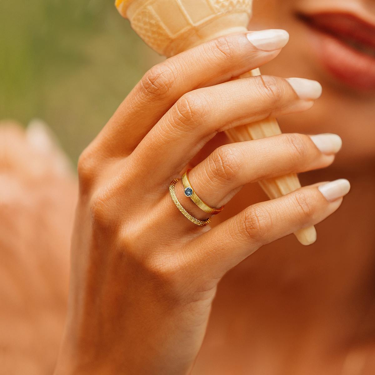 Solitaire Mononoké Aigue-Marine 3.5 mm