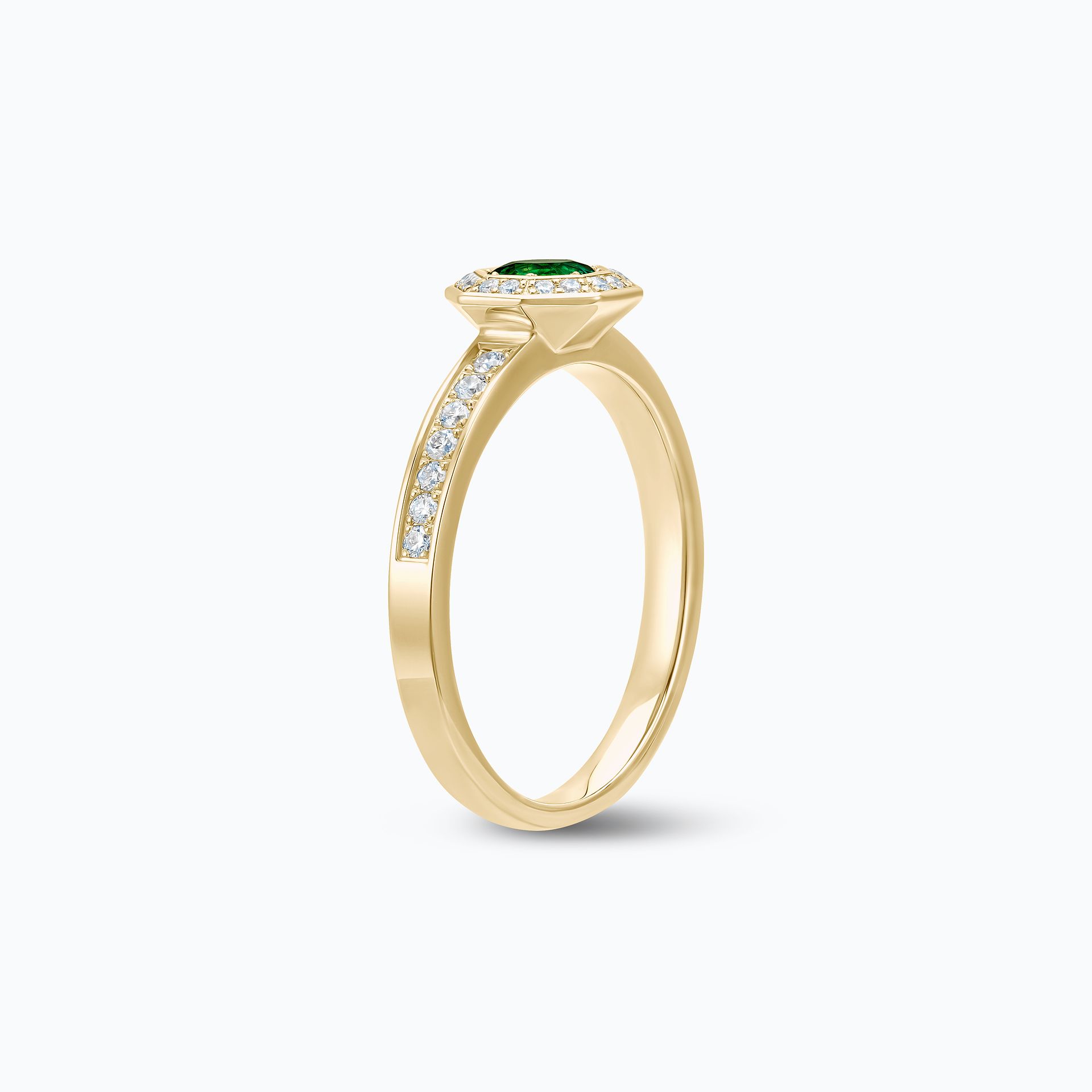 Solitaire Pavé Octogone Émeraude 4.5 mm