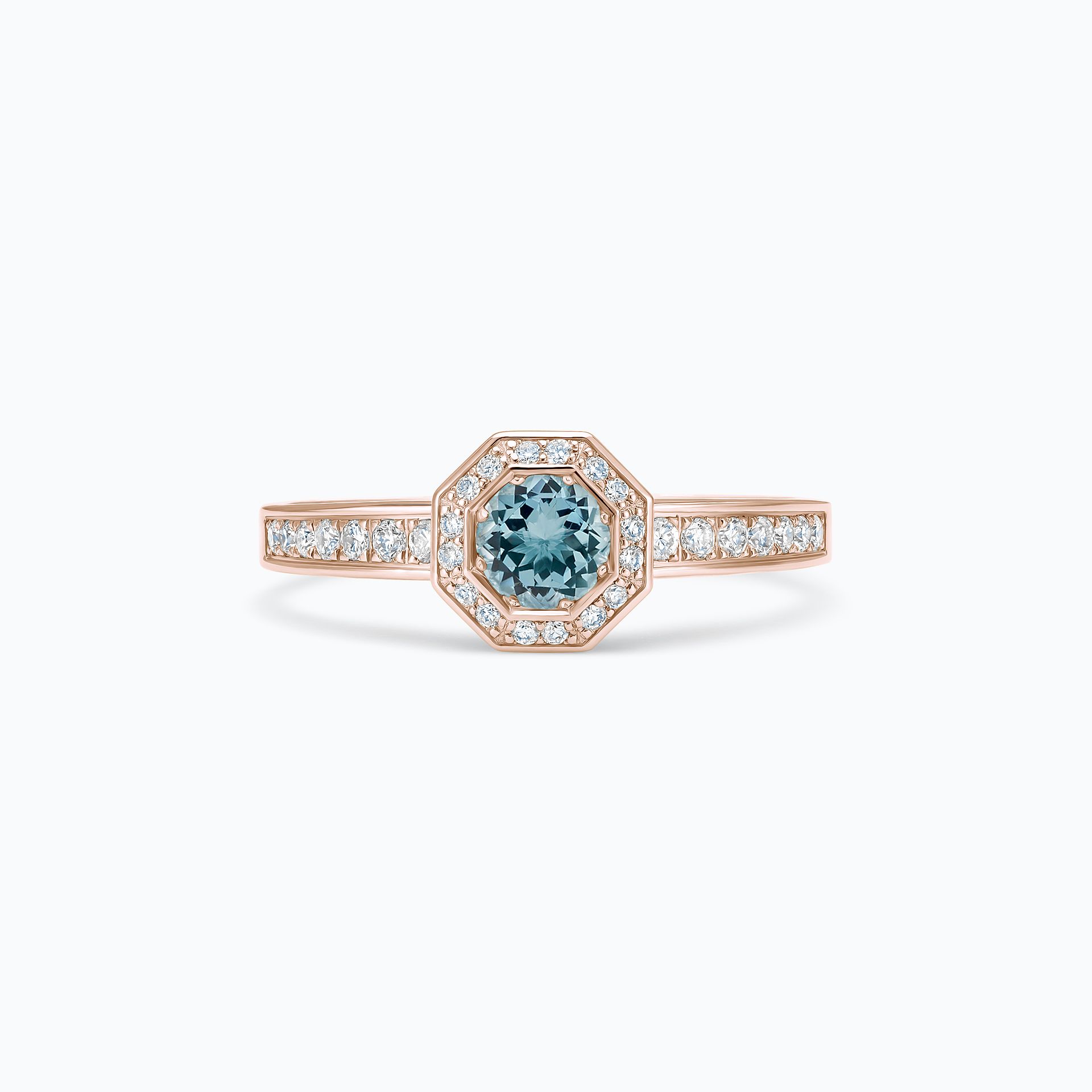 Solitaire Pavé Octogone Aigue-Marine 4.5 mm