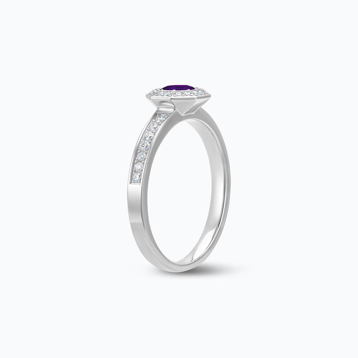 Solitaire Pavé Octogone Améthyste 4.5 mm