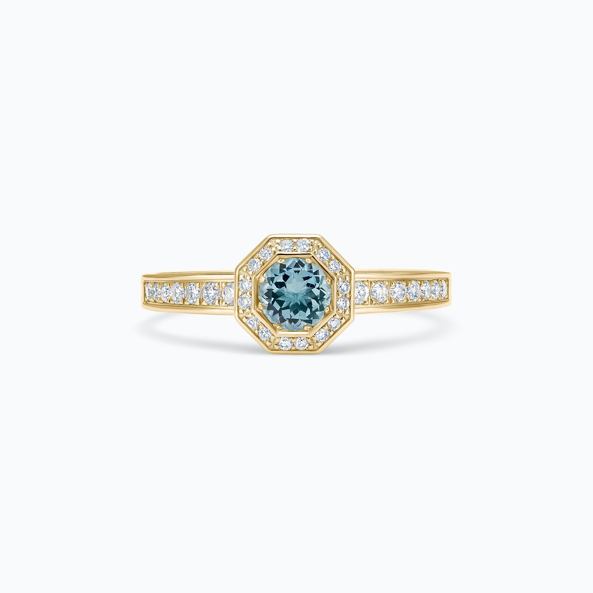 Solitaire Pavé Octogone Aigue-Marine 4.5 mm