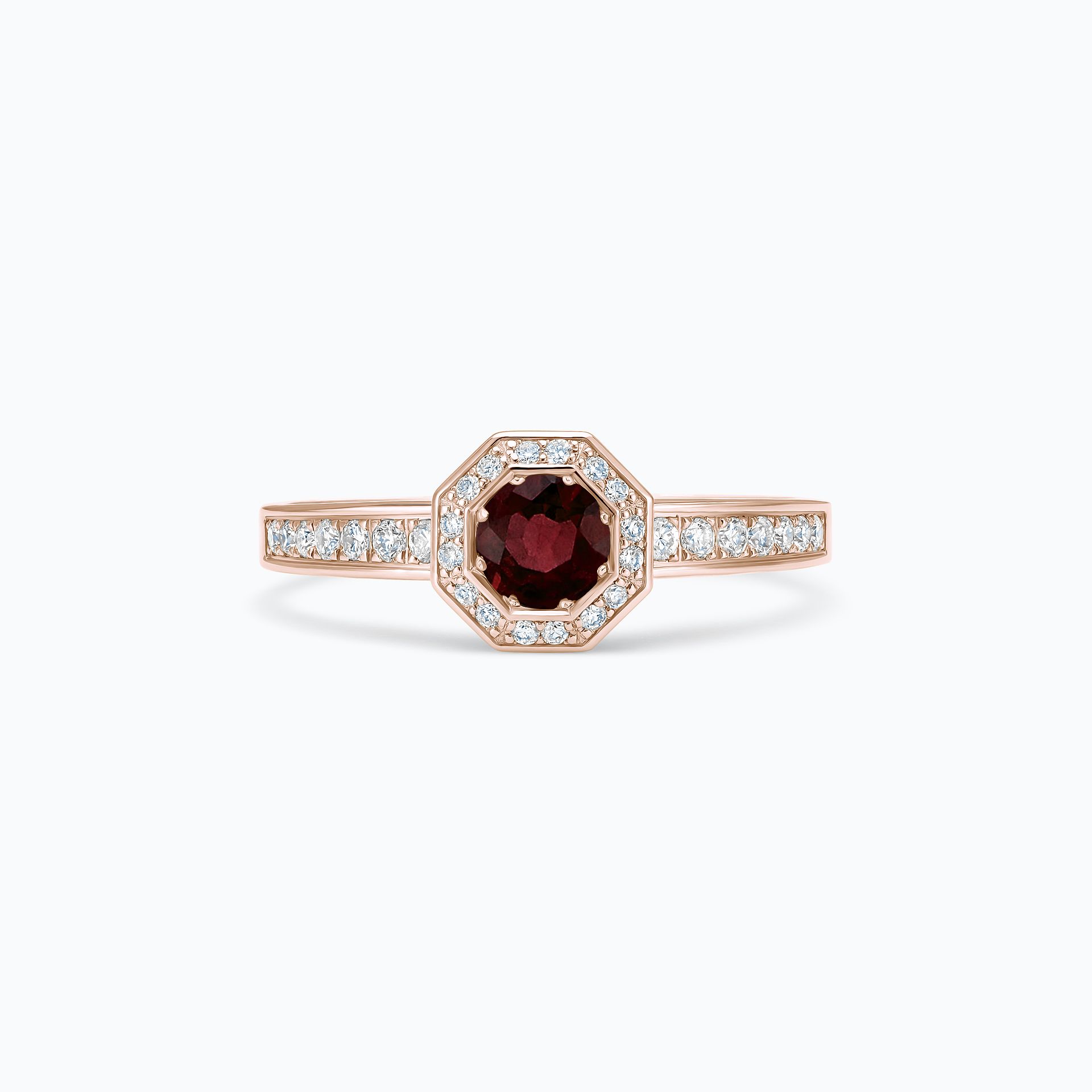 Solitaire Pavé Octogone Grenat 4.5 mm