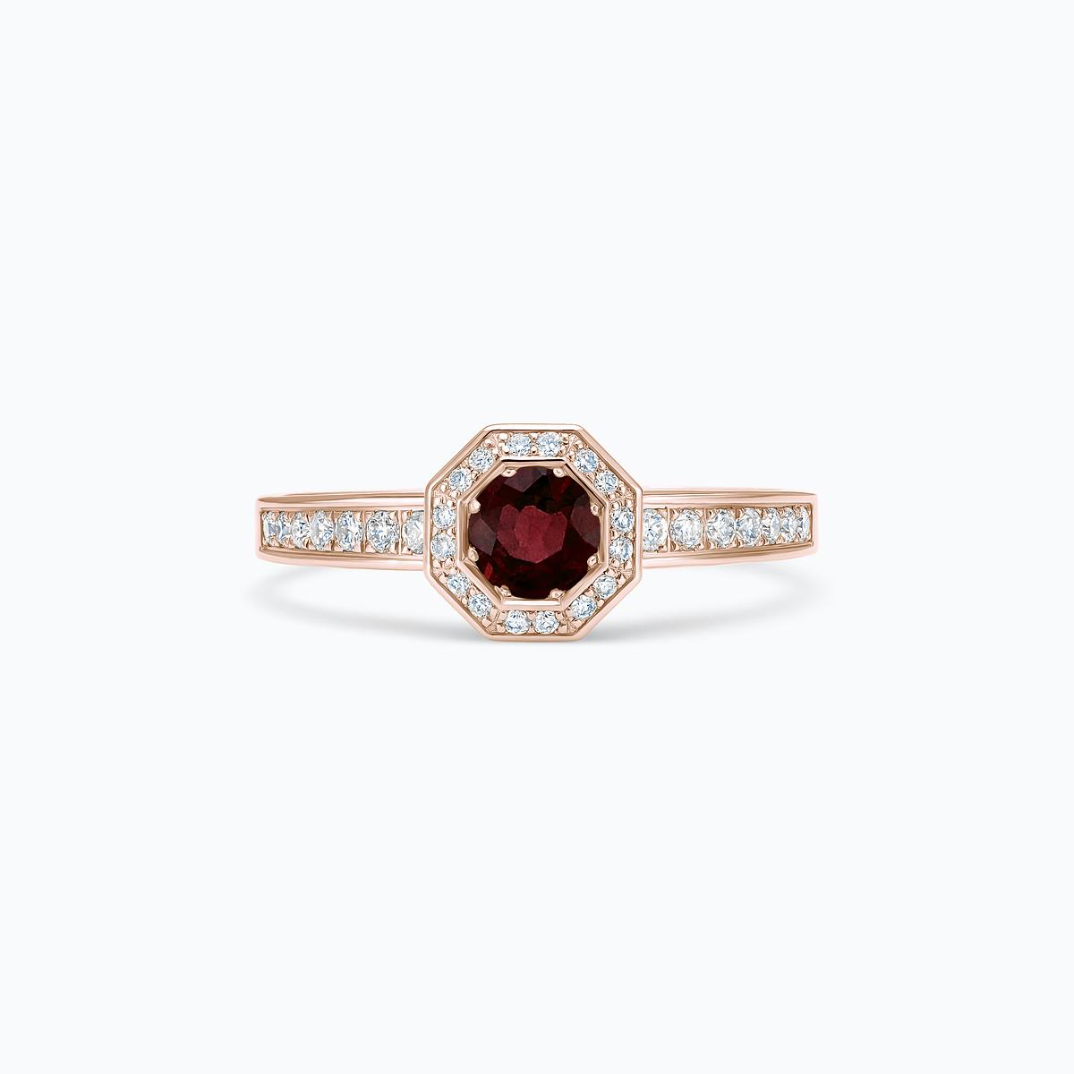 Solitaire Pavé Octogone Grenat 4.5 mm