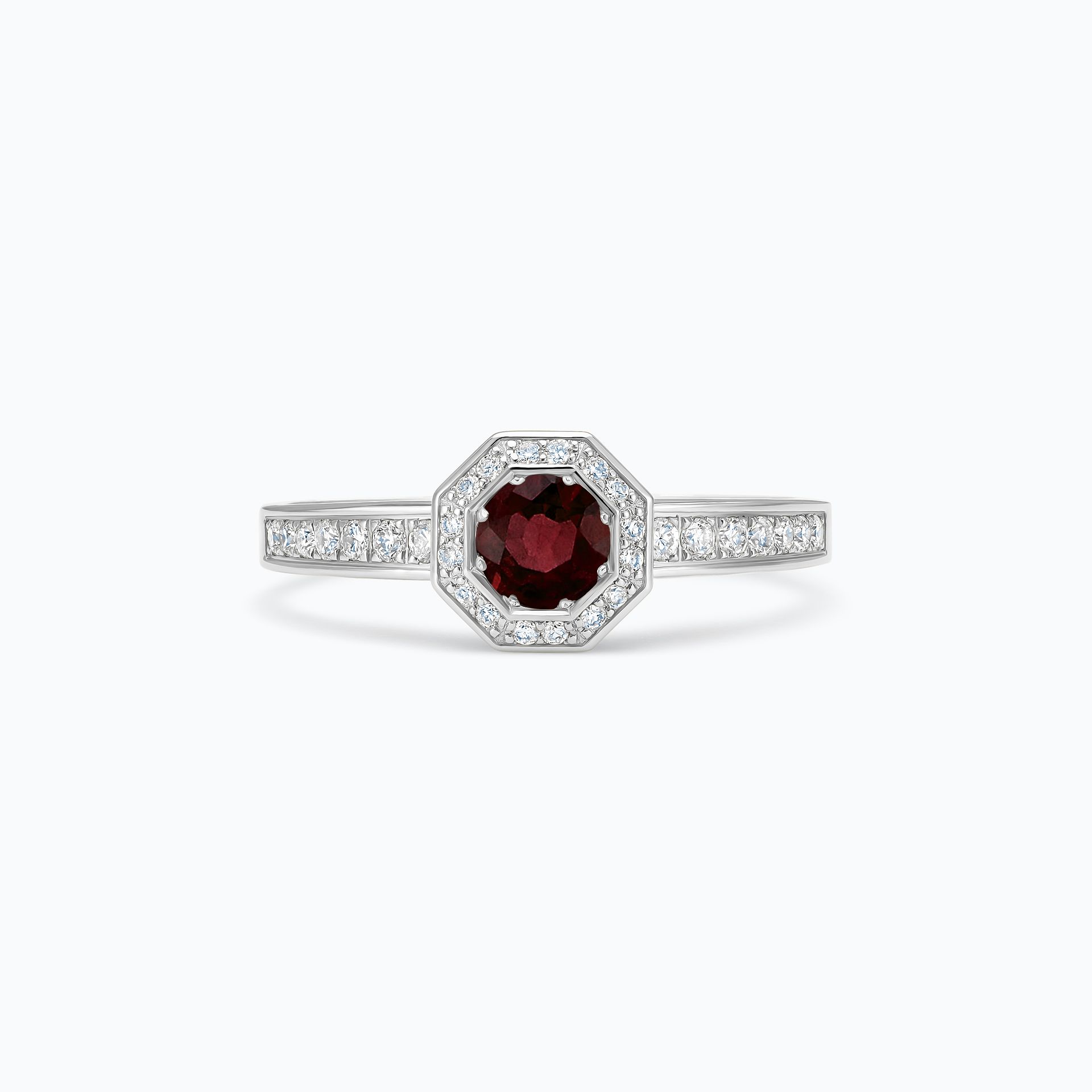 Solitaire Pavé Octogone Grenat 4.5 mm