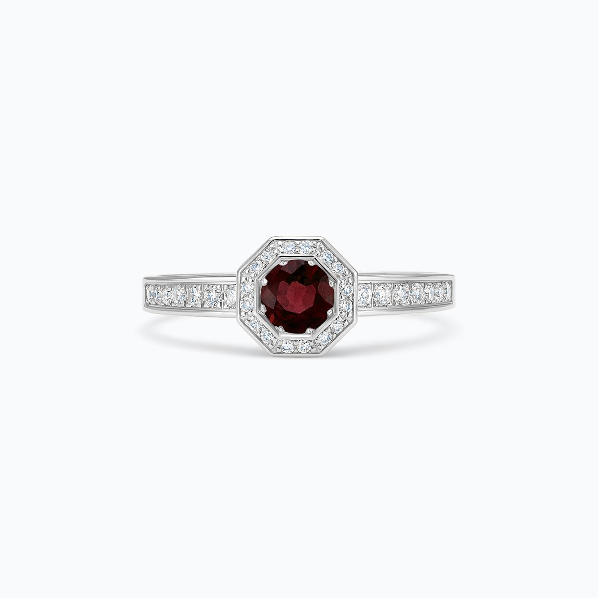Solitaire Pavé Octogone Grenat 4.5 mm