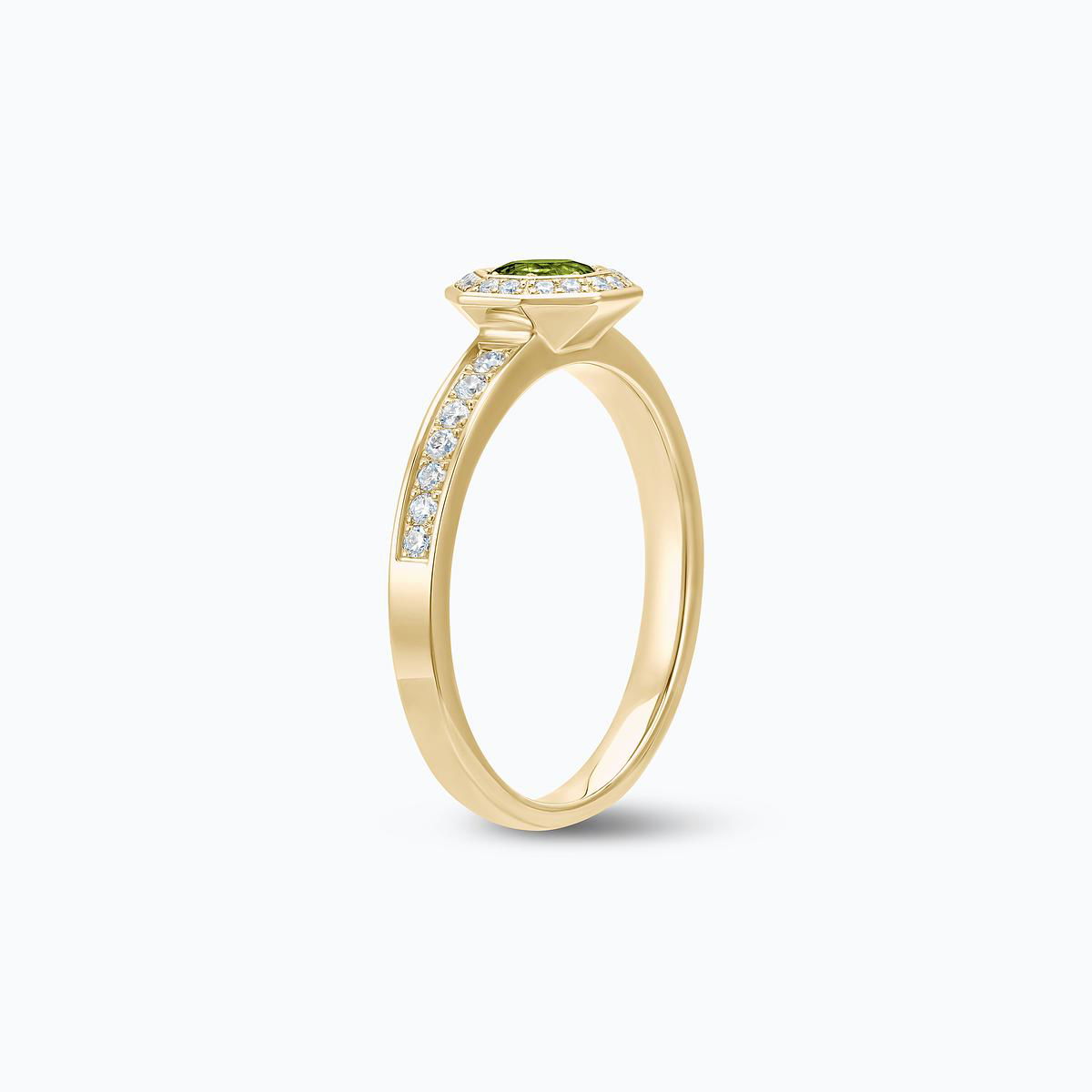Solitaire Pavé Octogone Péridot 4.5 mm