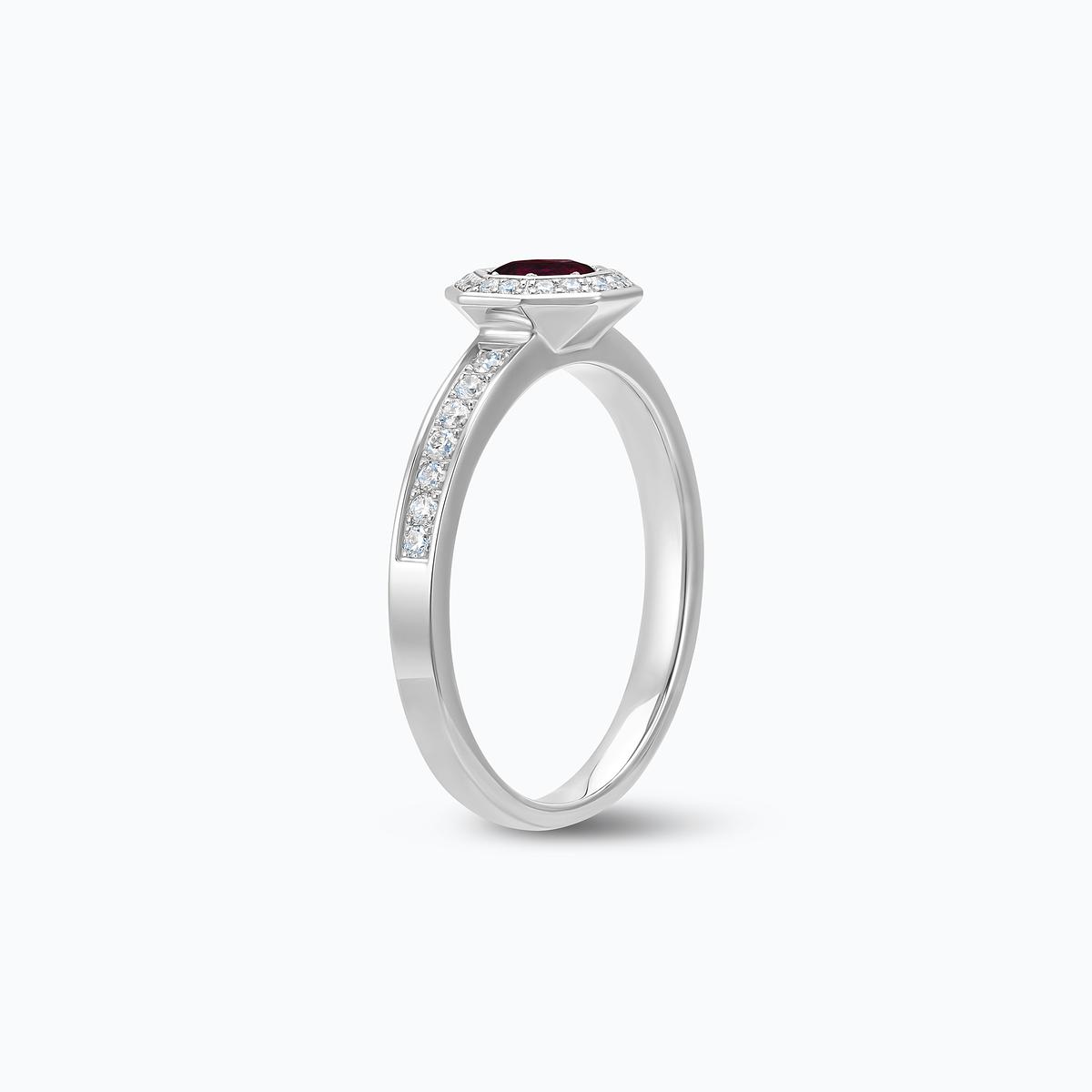 Solitaire Pavé Octogone Grenat 4.5 mm