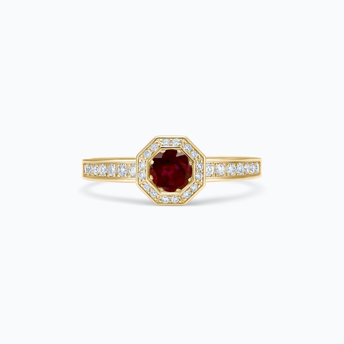 Solitaire Pavé Octogone Rubis 4.5 mm