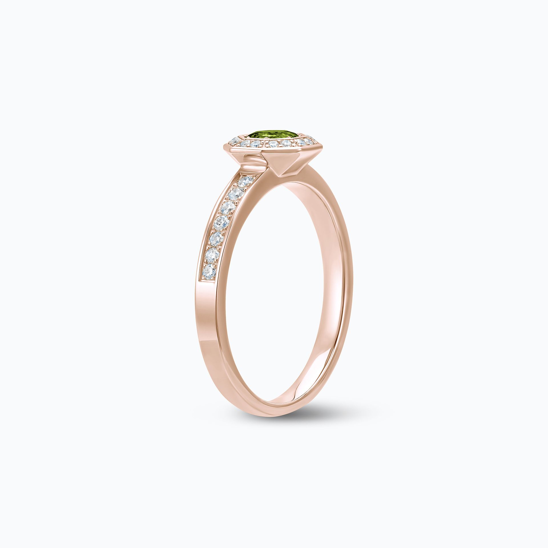 Solitaire Pavé Octogone Péridot 4.5 mm