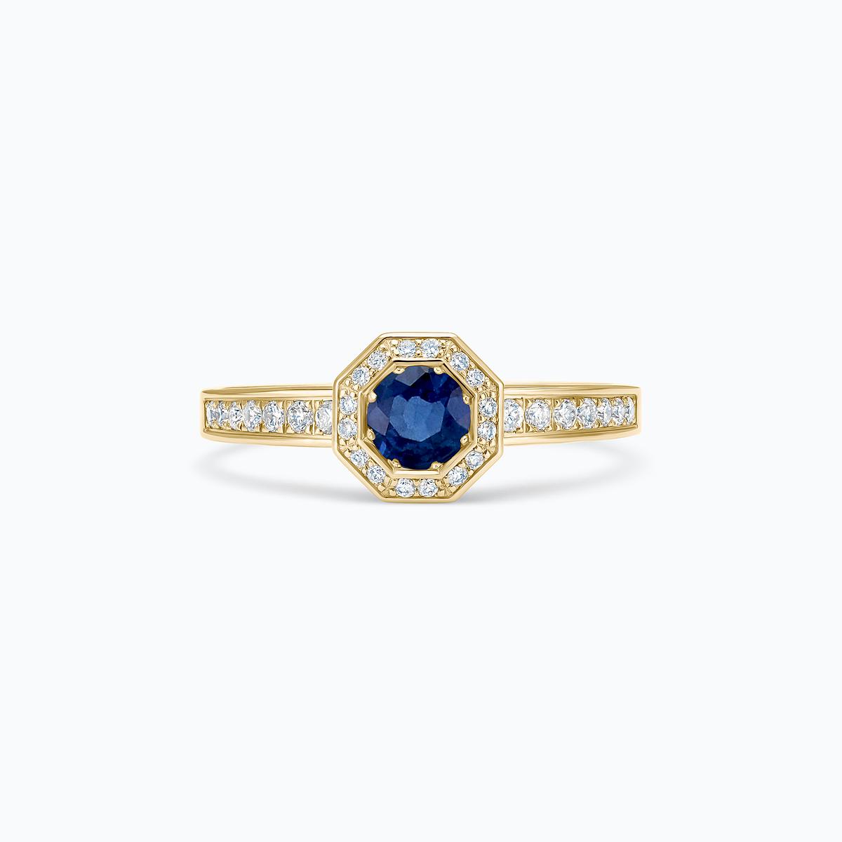 Solitaire Pavé Octogone Saphir 4.5 mm