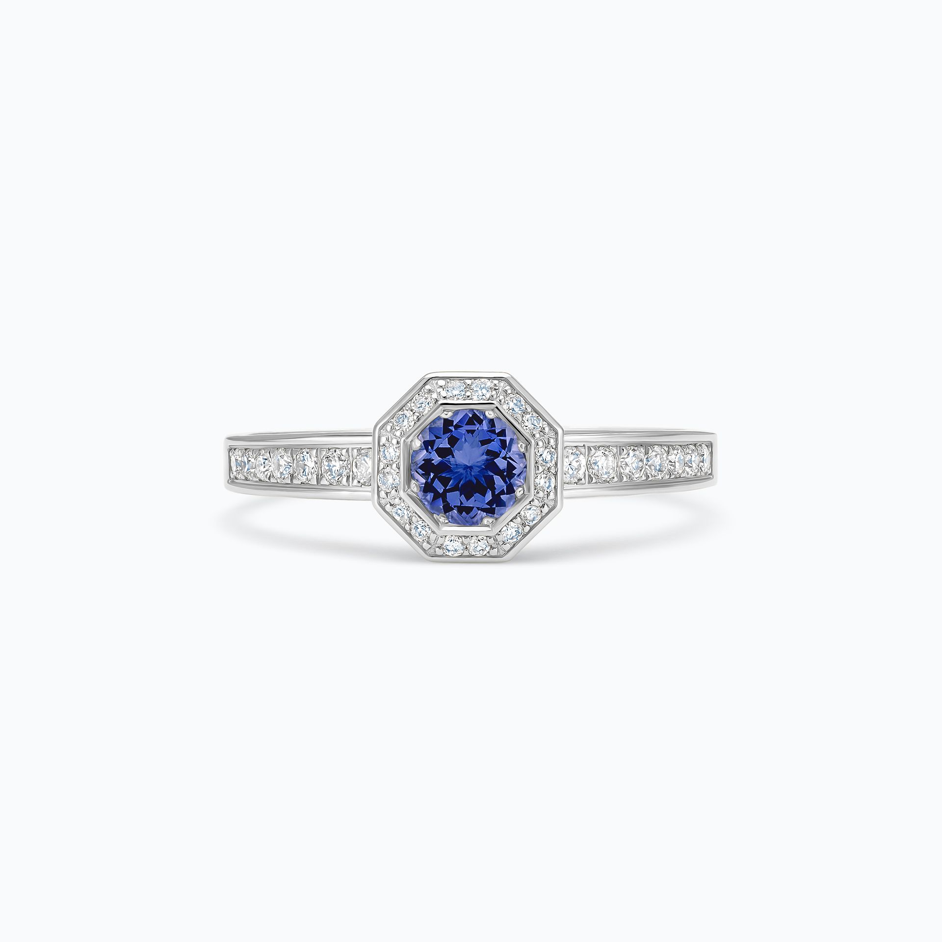 Solitaire Pavé Octogone Tanzanite 4.5 mm