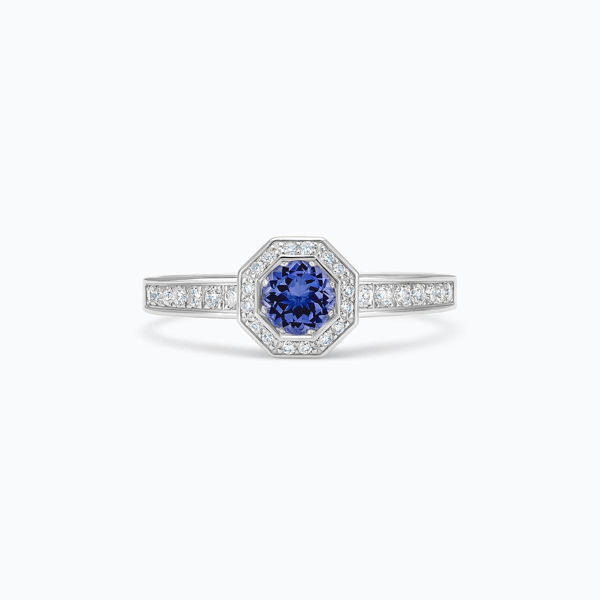 Solitaire Pavé Octogone Tanzanite 4.5 mm