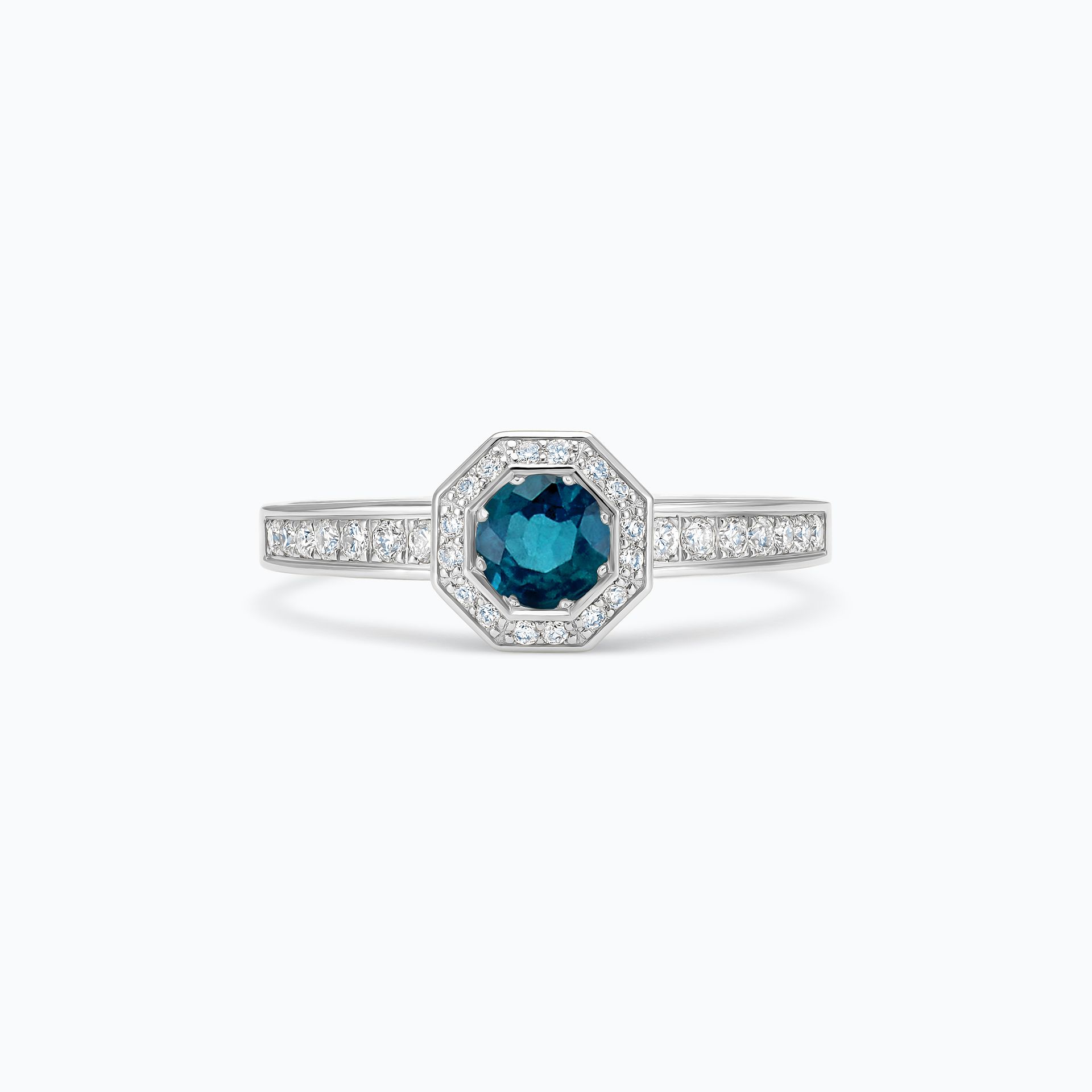 Solitaire Pavé Octogone Topaze Blue London 4.5 mm