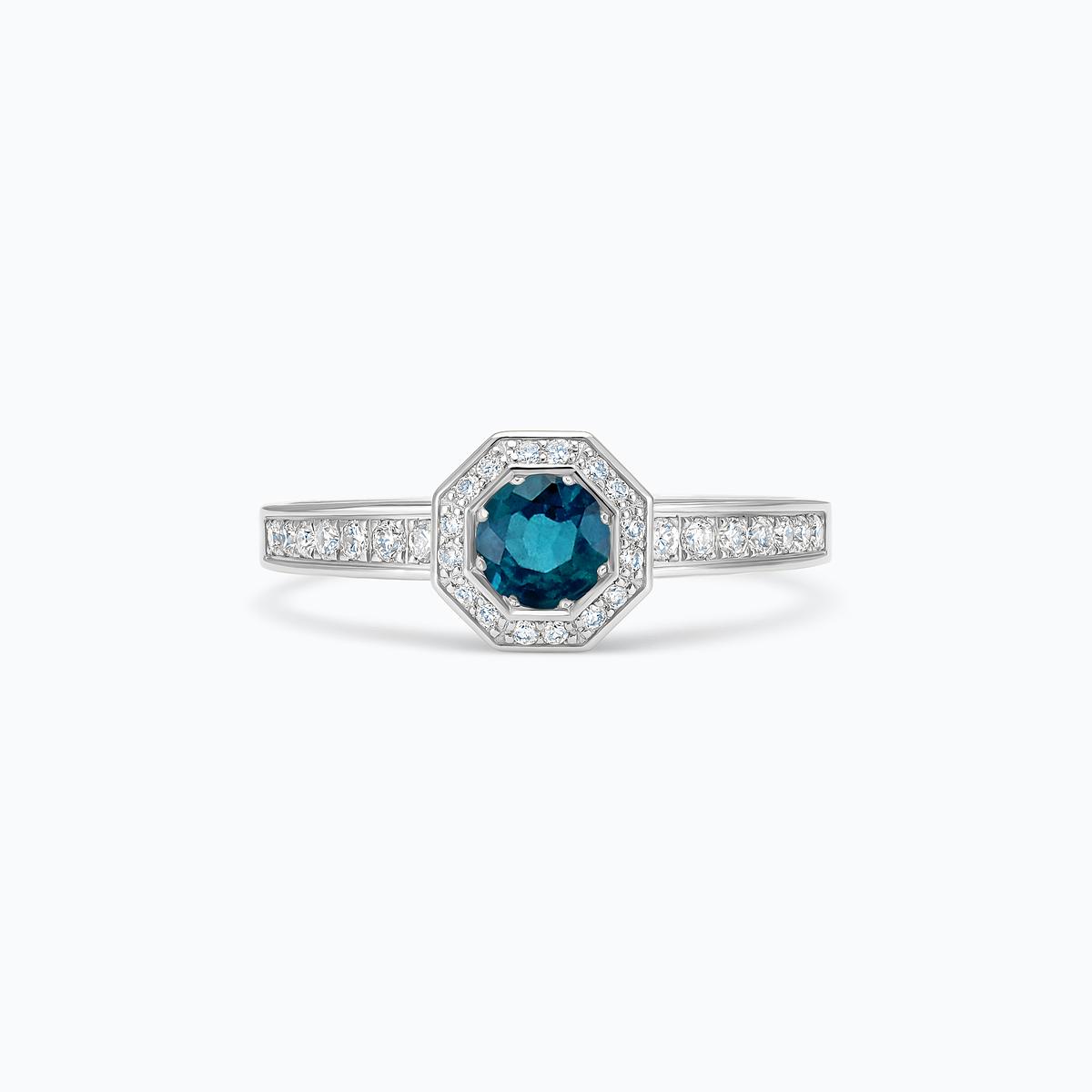 Solitaire Pavé Octogone Topaze Blue London 4.5 mm
