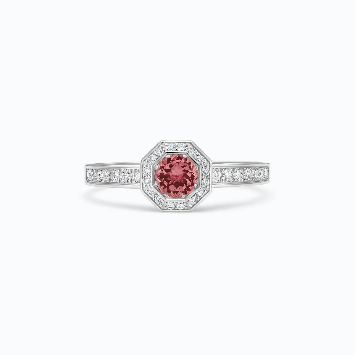 Solitaire Pavé Octogone Tourmaline 4.5 mm