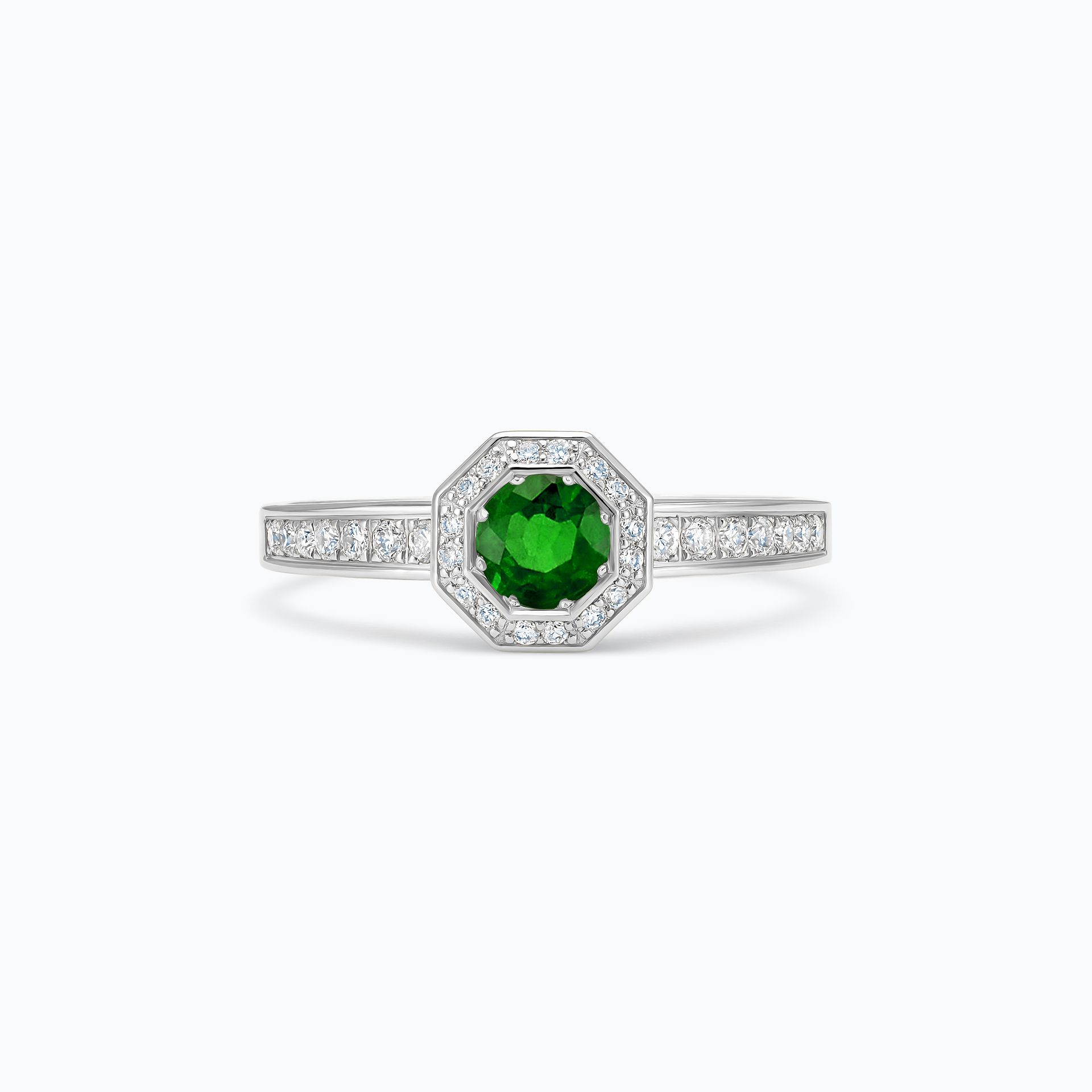 Solitaire Pavé Octogone Tsavorite 4.5 mm