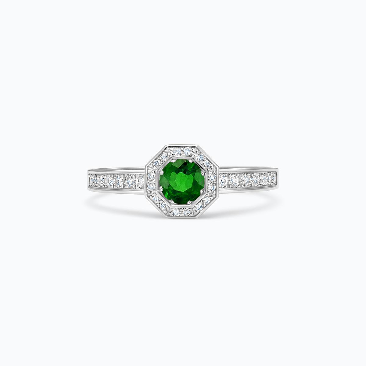 Solitaire Pavé Octogone Tsavorite 4.5 mm